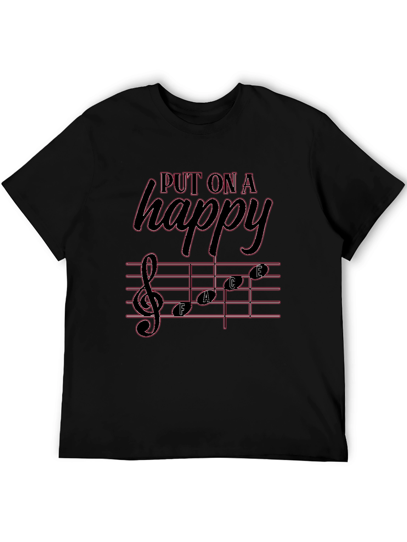 Black Put On A Happy Face T-Shirt view 5