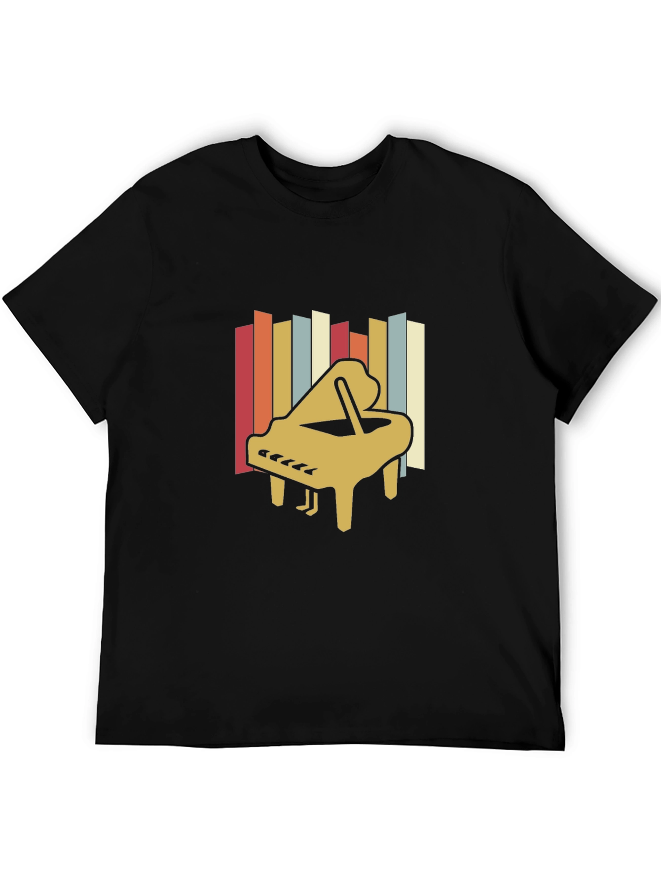 Black Retro Piano T-Shirt - Vintage Style Music Tee view 5