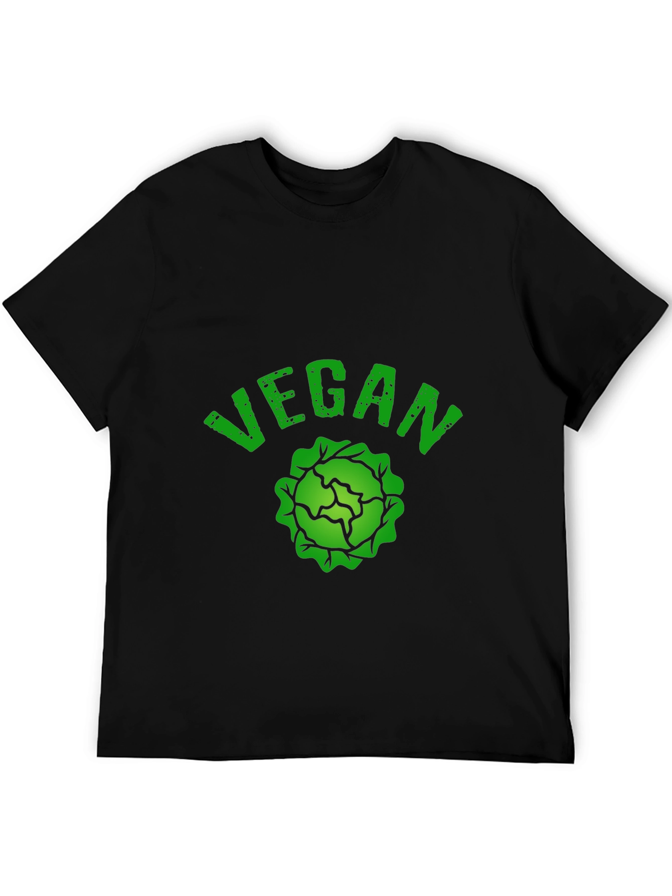 Black Vegan Cabbage Graphic T-Shirt - Black view 5