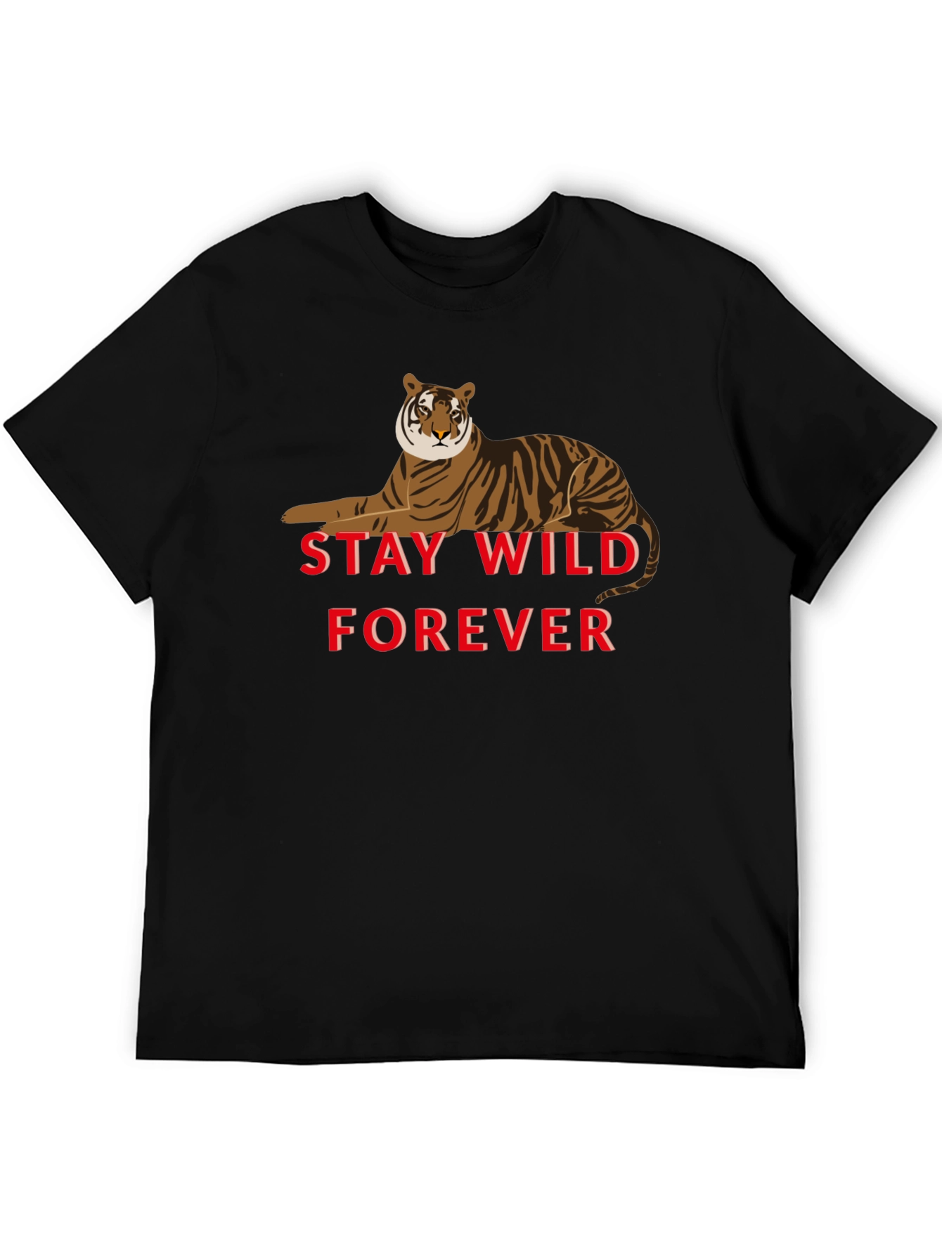 Black Stay Wild Forever Tiger Graphic T-Shirt view 5