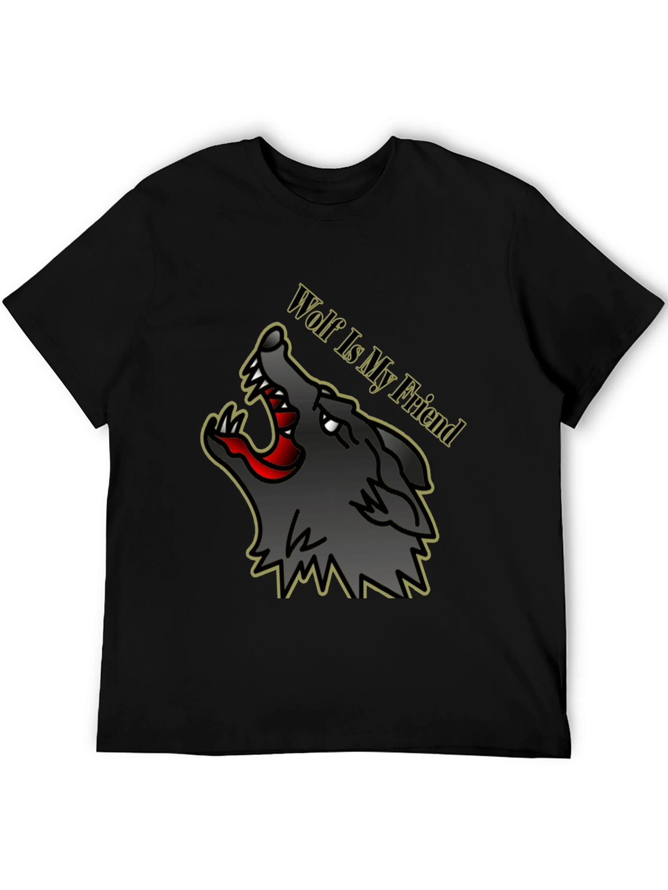 Black Wolf Is My Friend Graphic Tee - Black view 5
