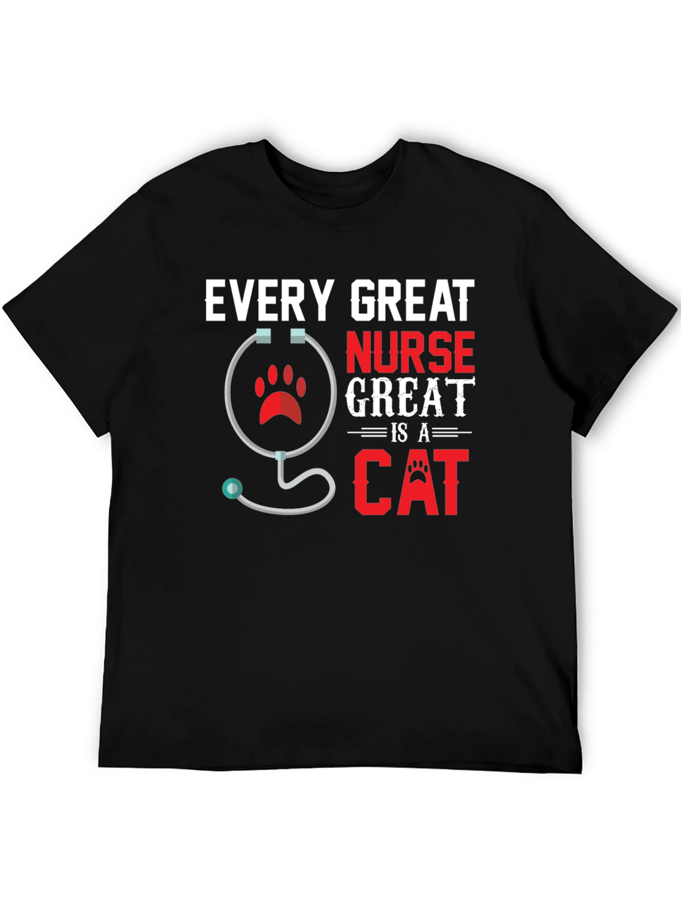 Black Every Great Nurse Is a Cat T-Shirt view 5