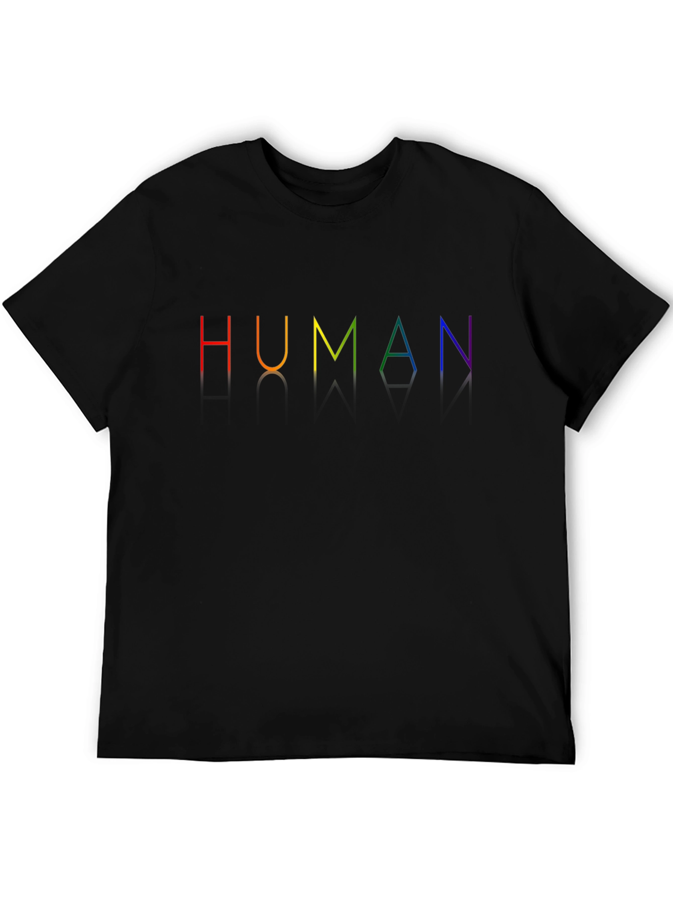 Black Human Rainbow Pride T-Shirt - Black Crew Neck view 5