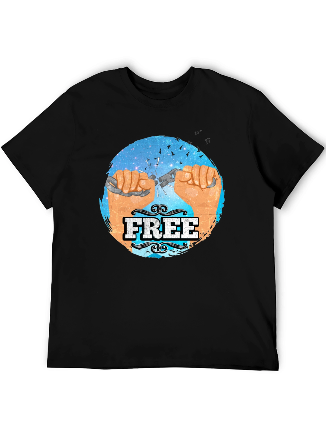 Black Free Breaking Chains Graphic T-Shirt view 5