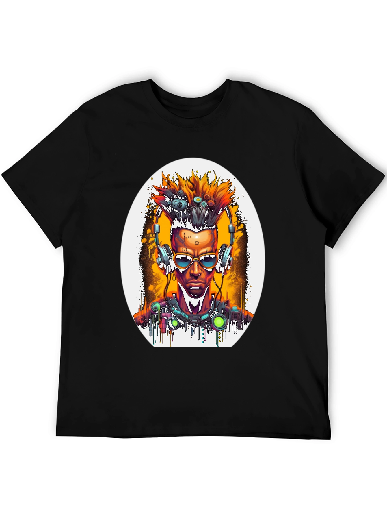 Black Cyberpunk Art T-Shirt view 5