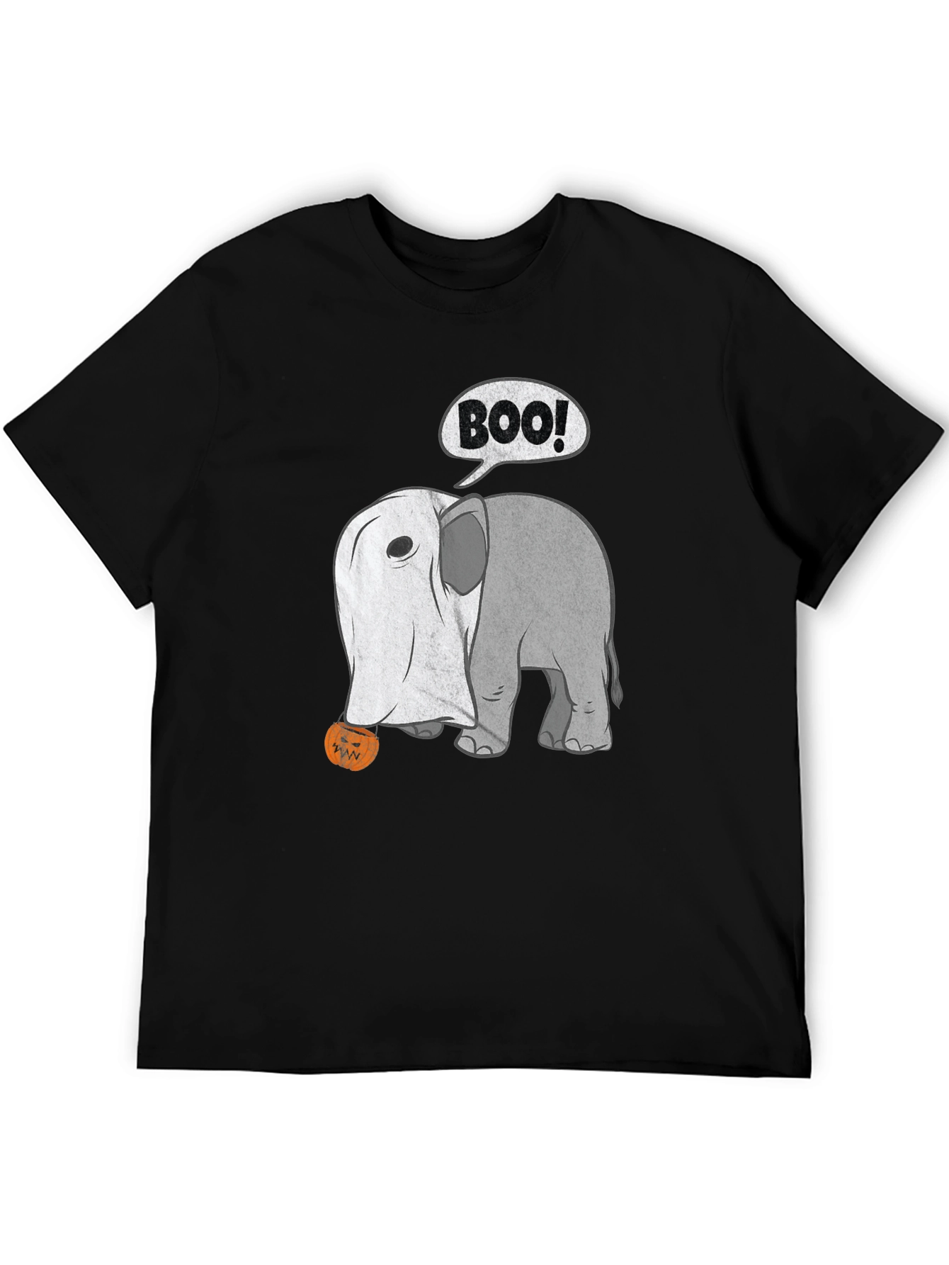 Black Halloween Elephant Boo! T-Shirt view 5