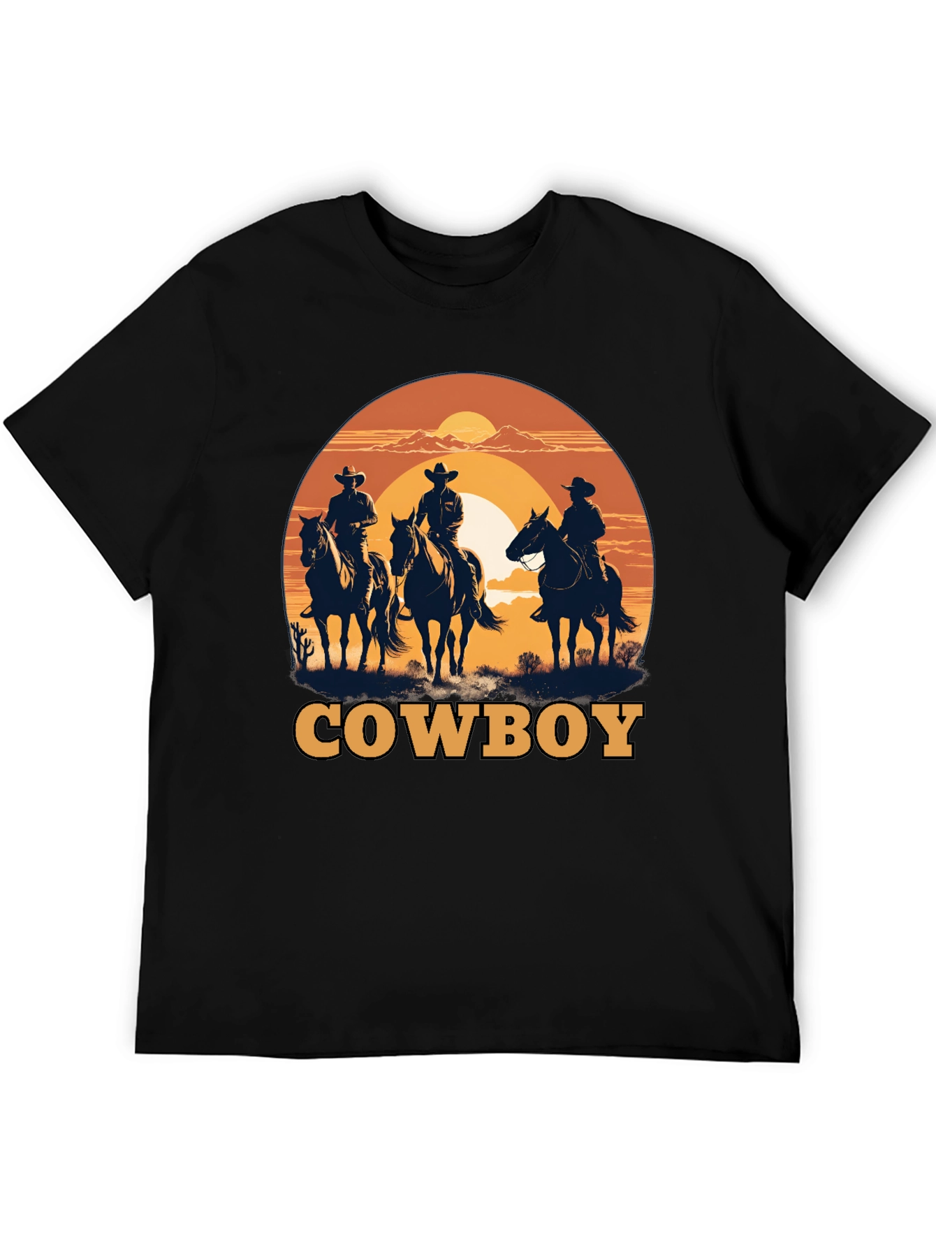 Black Cowboy Silhouette Graphic T-Shirt view 5