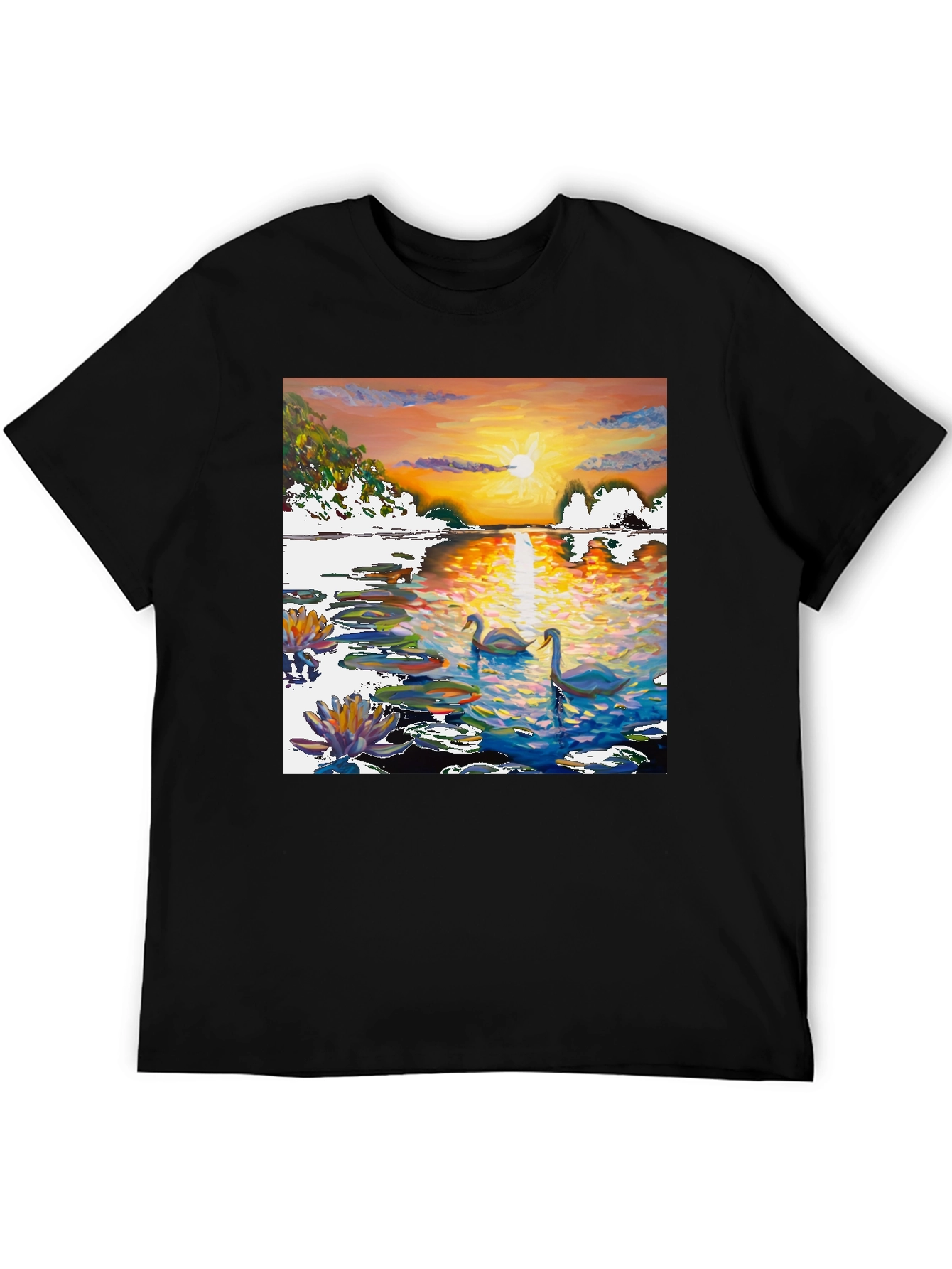 Black Swan Sunset Art T-Shirt view 5