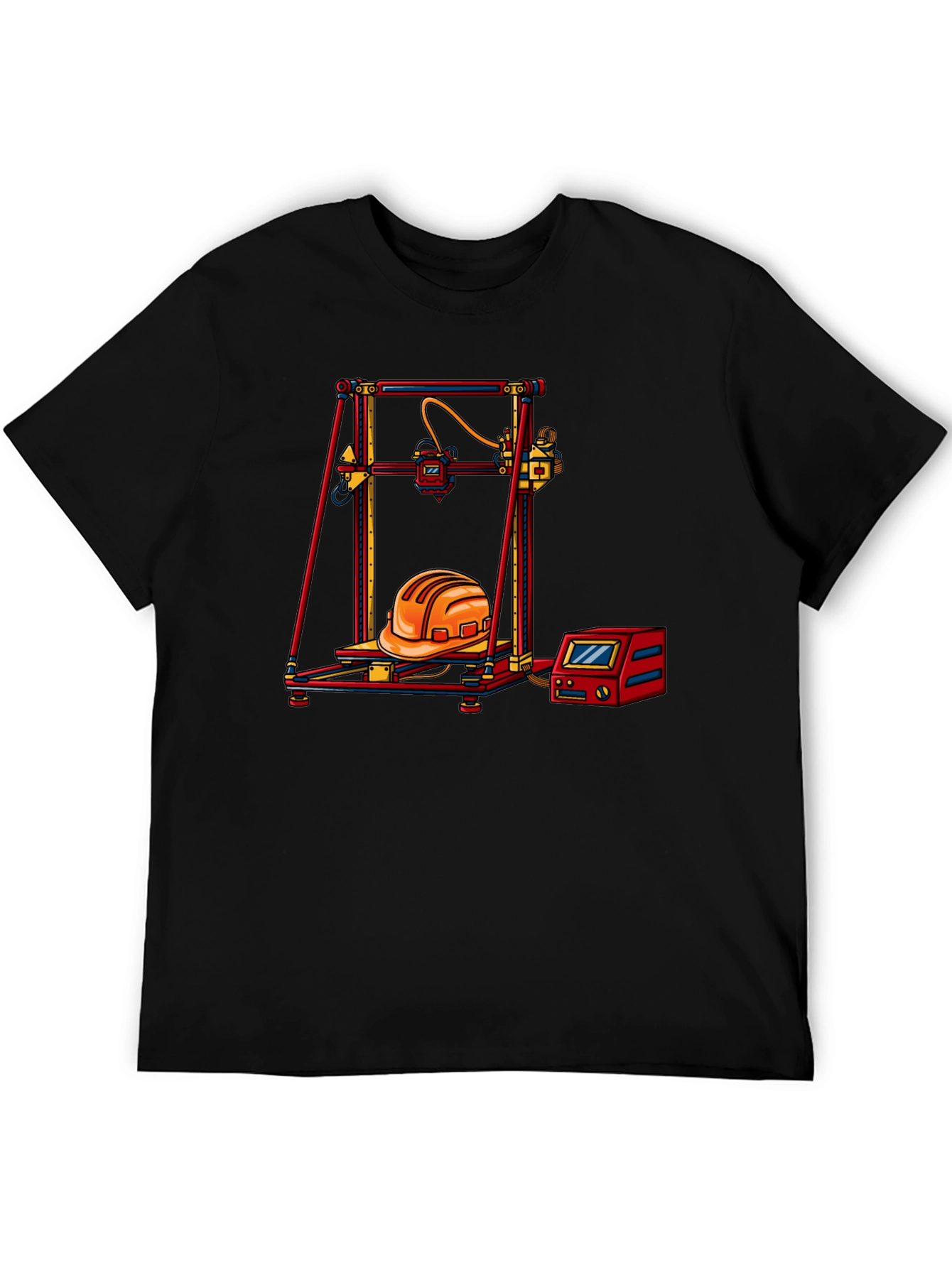 Black 3D Printing Hard Hat Graphic Tee view 5