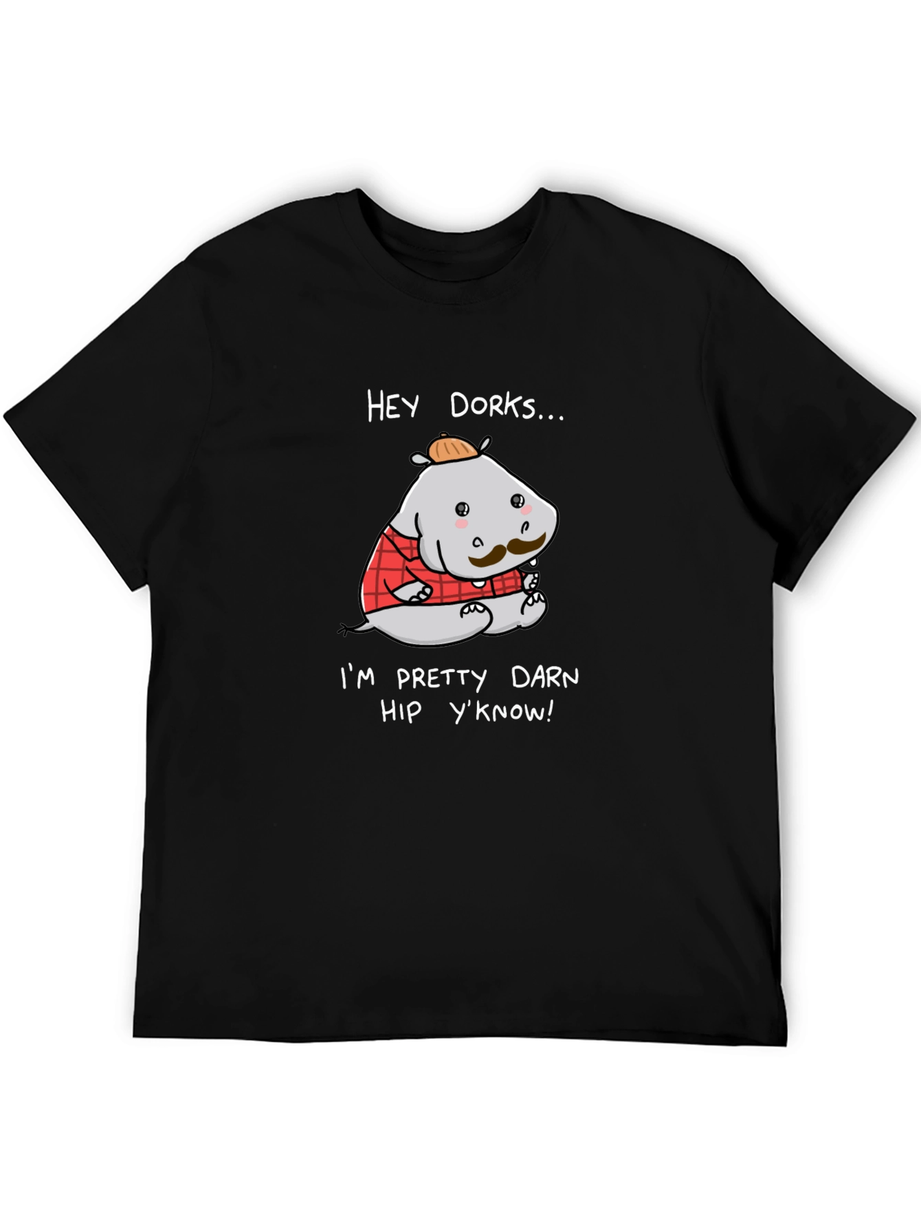 Black Hey Dorks Hip Hippo Graphic T-Shirt view 5