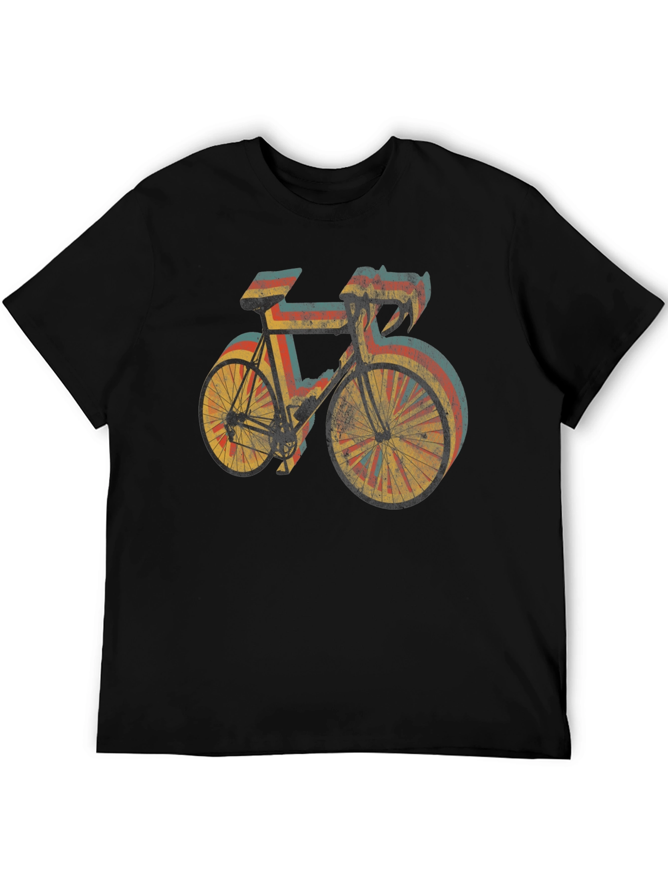 Black Retro Style Cycling T-Shirt - Black view 5