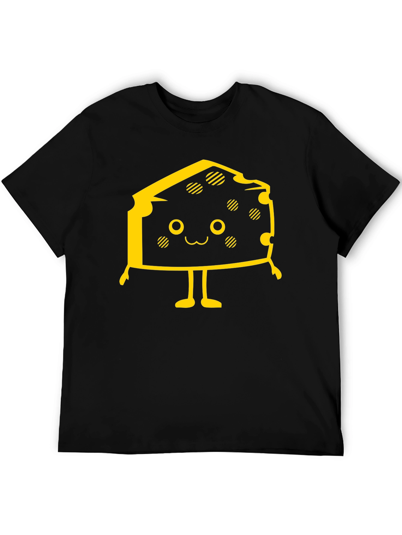 Black Cute Cheese Character Black T-Shirt view 5
