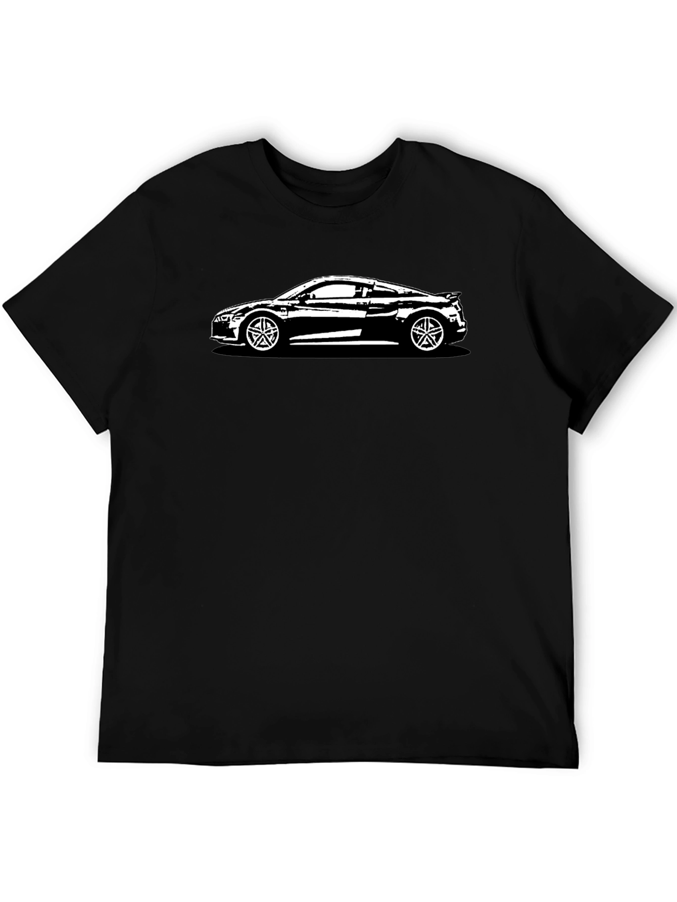 Black R8 Car Graphic Tee - Black Cotton T-Shirt view 5