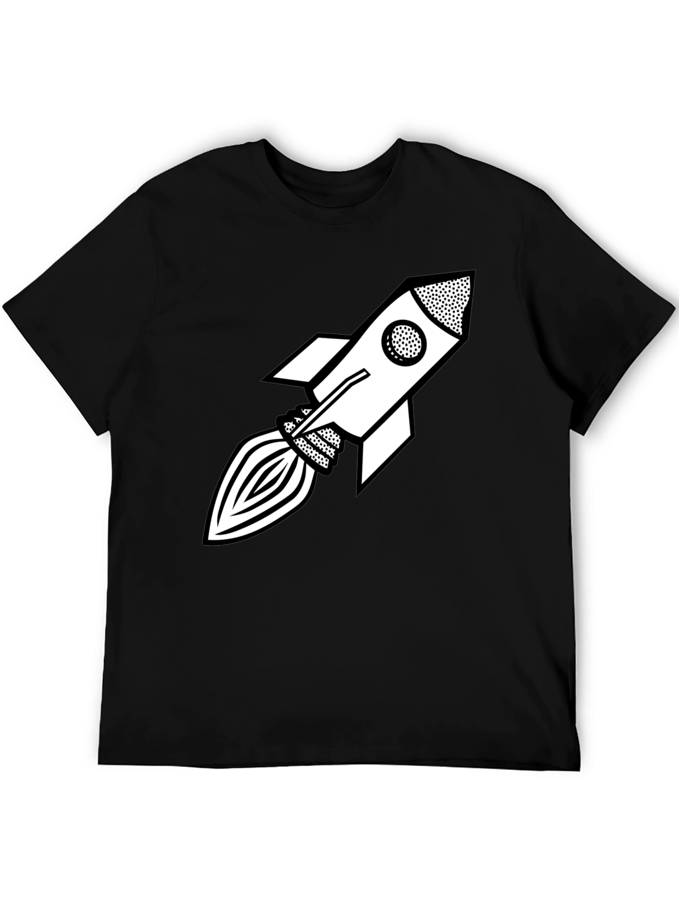 Black Retro Rocket Graphic Tee - Black view 5