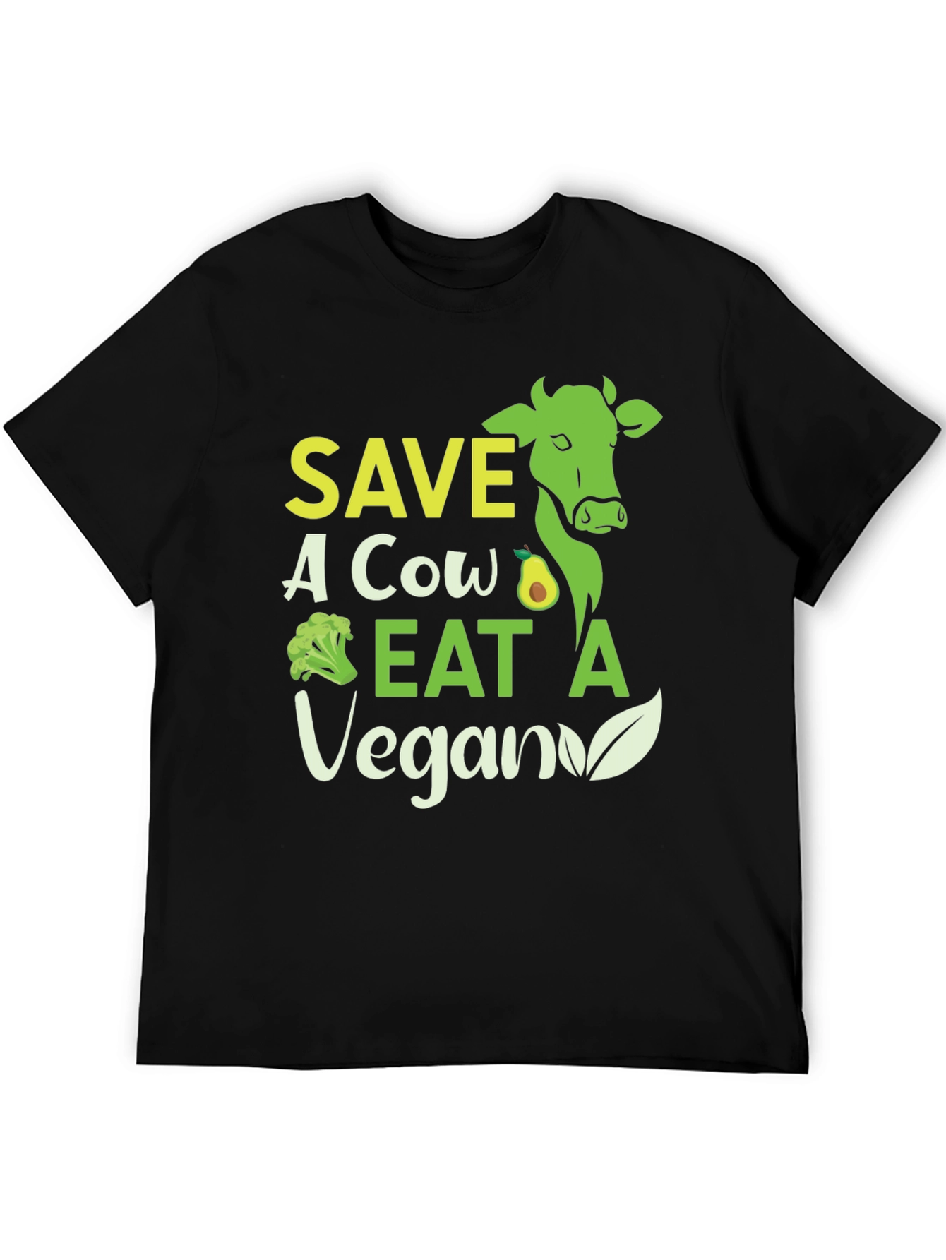 Black Save A Cow Eat A Vegan Graphic T-Shirt view 5