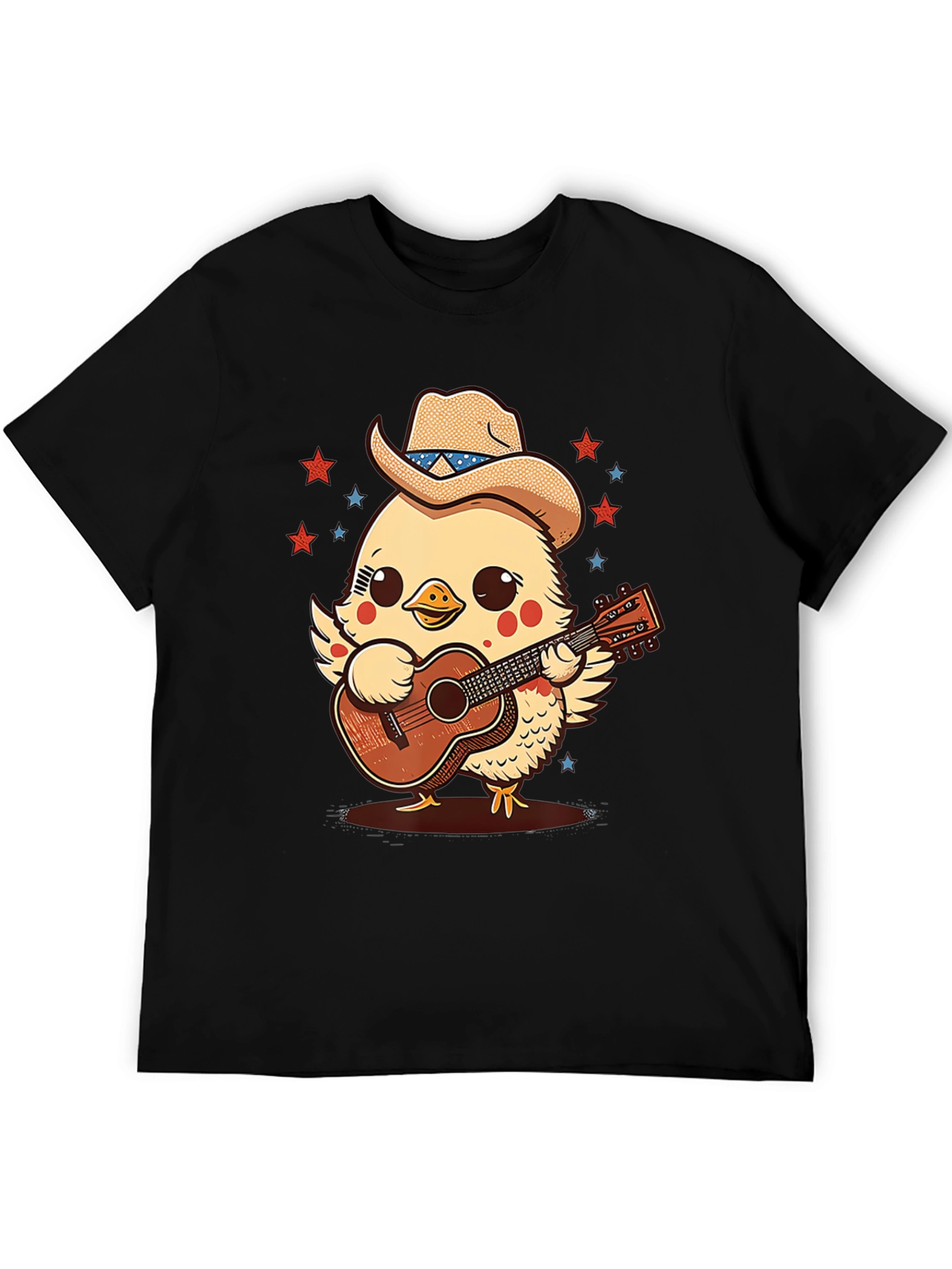 Black Cute Cowboy Chick Guitar T-Shirt view 5