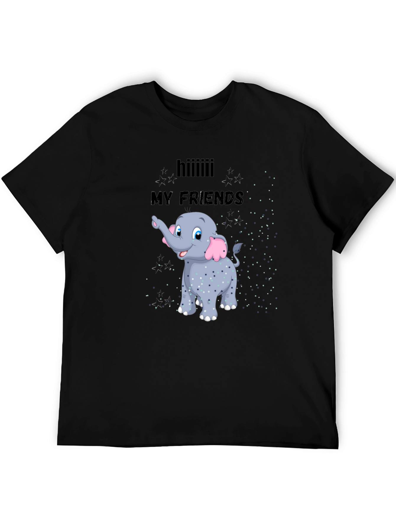 Black Elephant 'My Friends' Graphic Black T-Shirt view 5