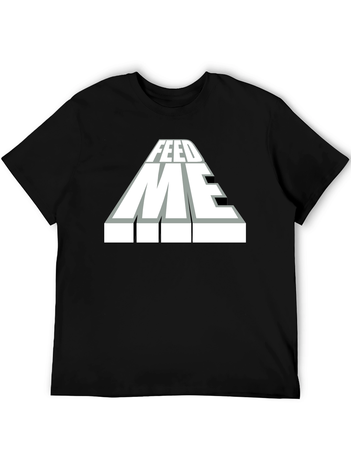 Black Feed Me Graphic T-Shirt - Black Cotton Blend Tee view 5
