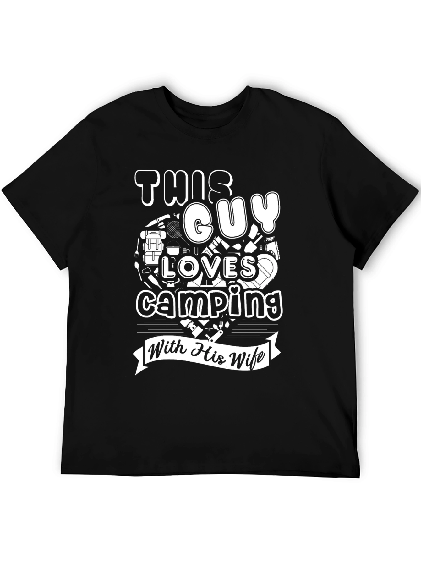 Black Camping Lover T-Shirt - Gift for Husband! view 5