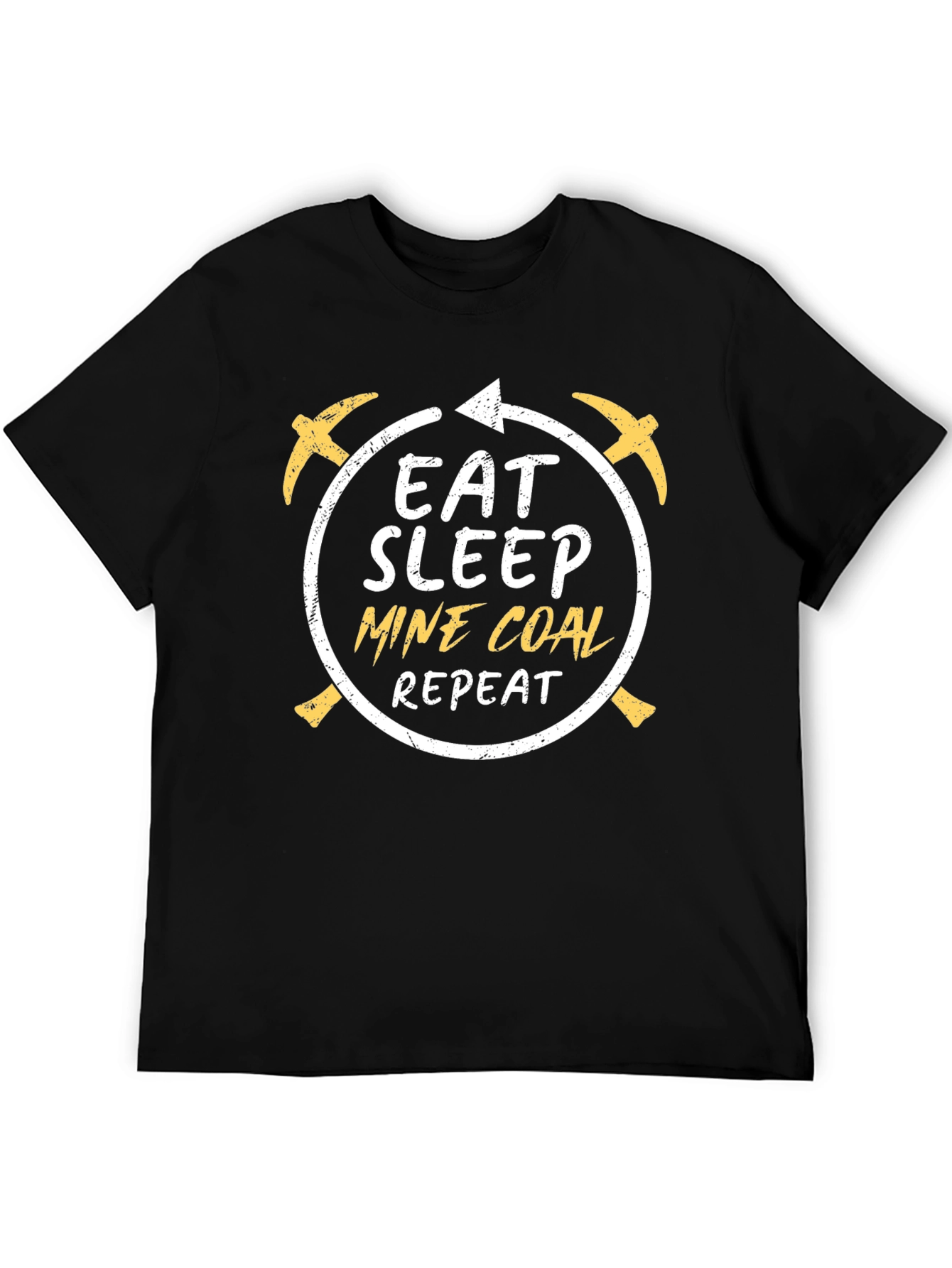 Black Eat Sleep Mine Coal Repeat Black T-Shirt view 5