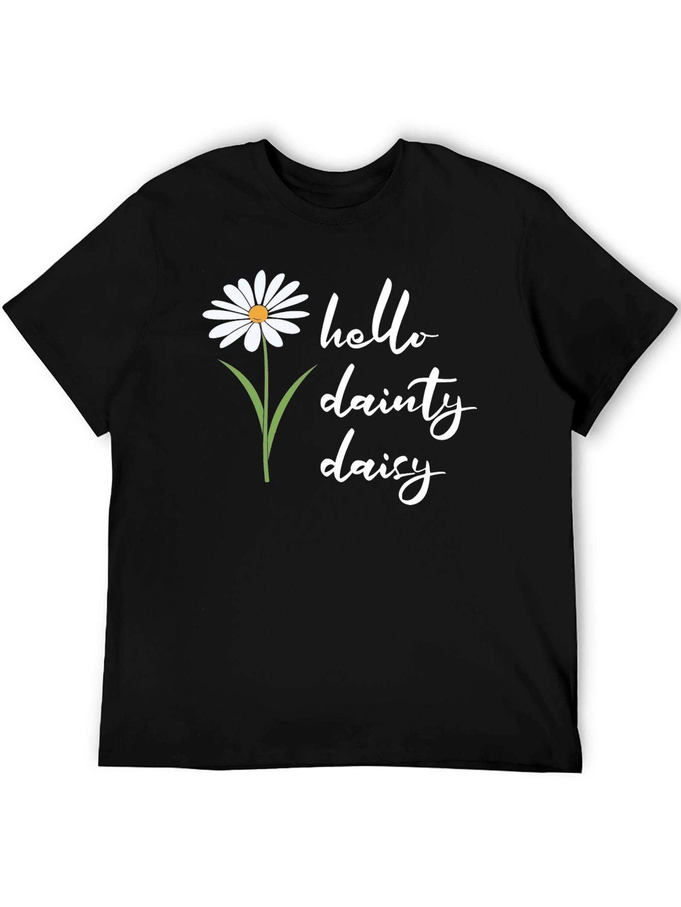Black Hello Dainty Daisy Graphic Tee - Black Unisex Shirt view 5