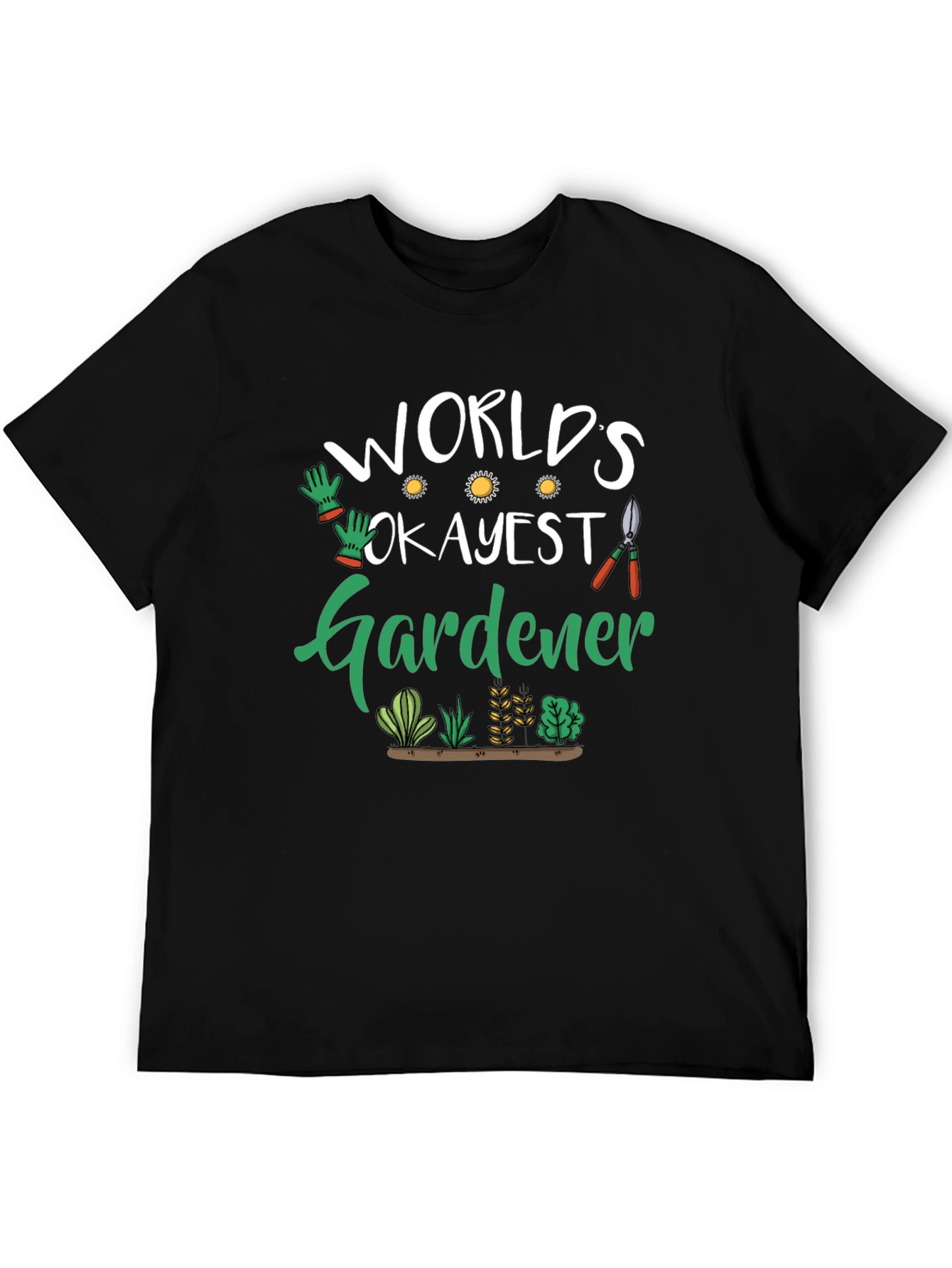 Black World's Okayest Gardener T-Shirt - Black Cotton view 5