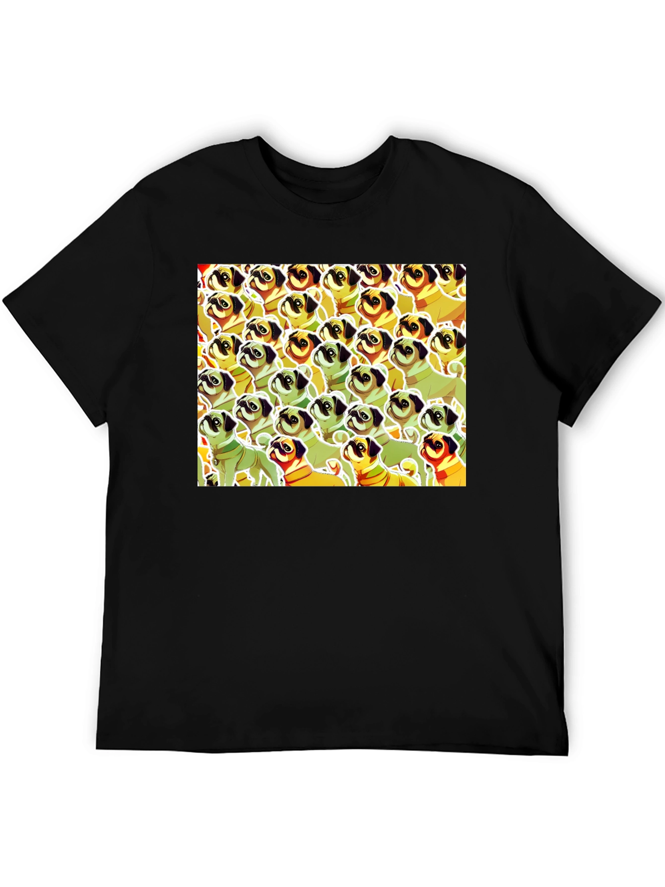 Black Pug Pattern Graphic T-Shirt - Unique Dog Lover Tee view 5