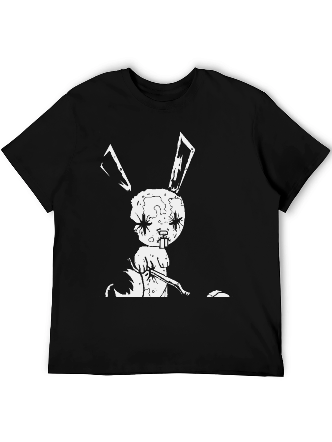 Black Creepy Bunny Graphic Tee - Black view 5
