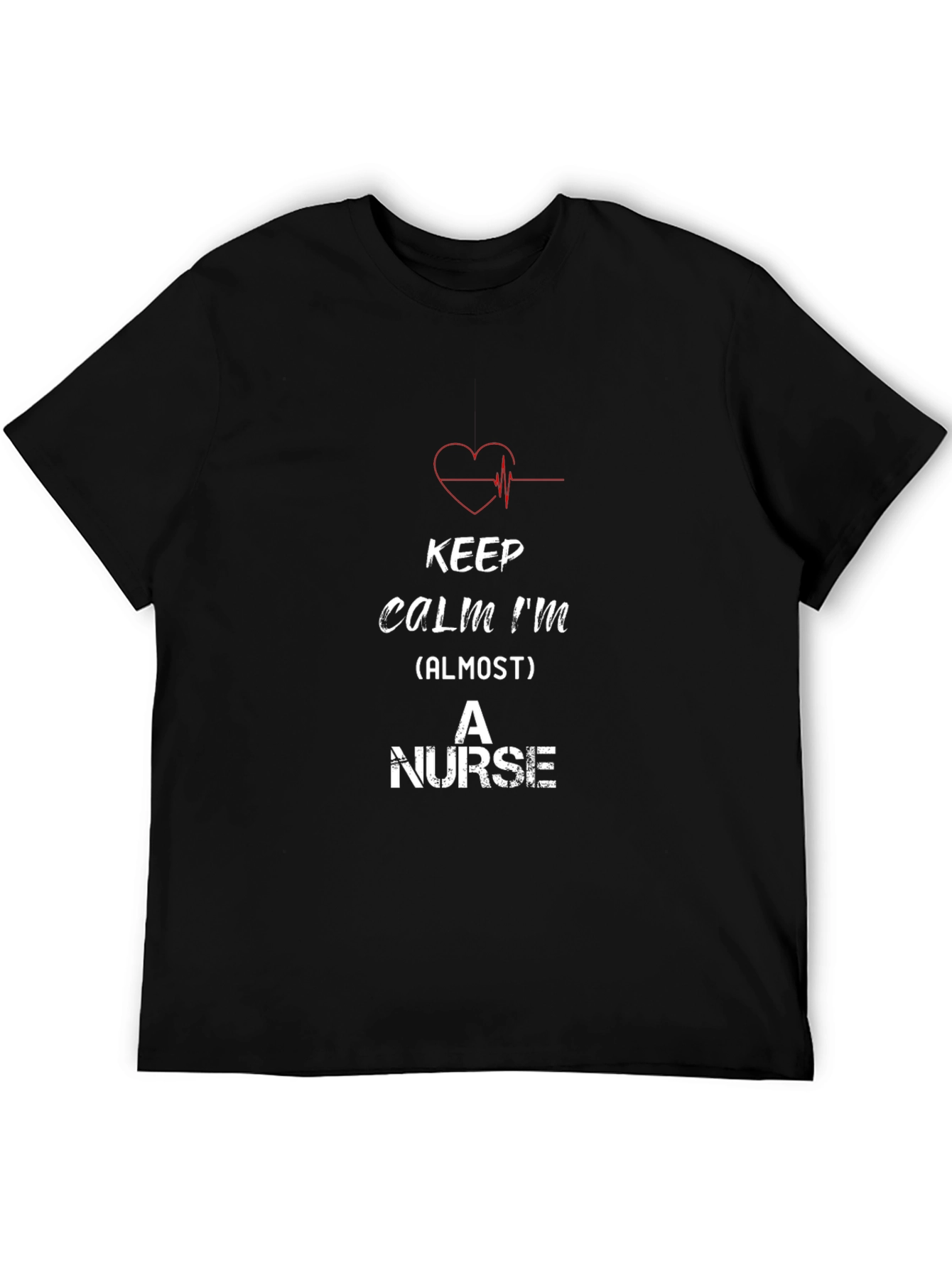Black Keep Calm Almost A Nurse T-Shirt view 5