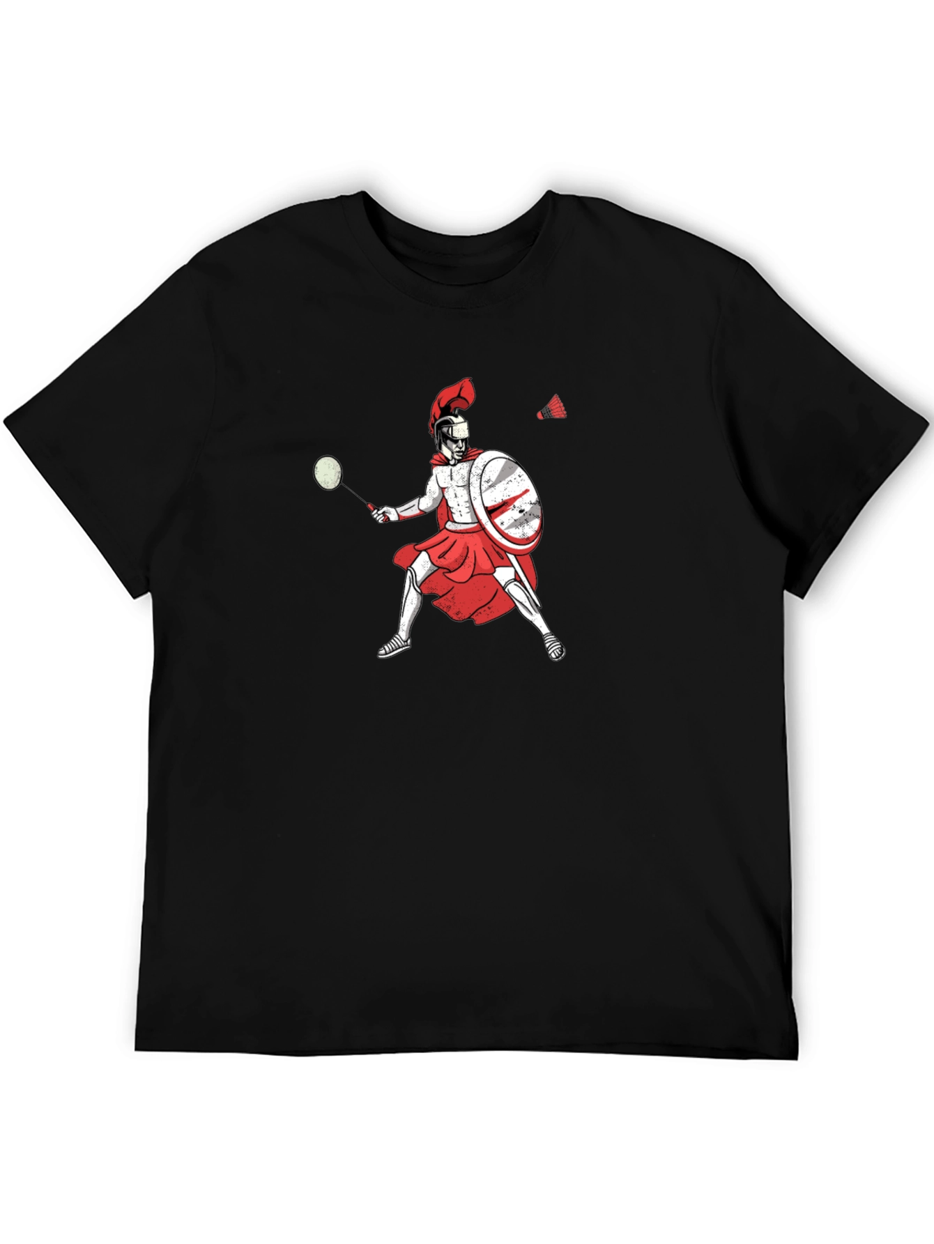 Black Spartan Badminton Player Graphic Tee view 5