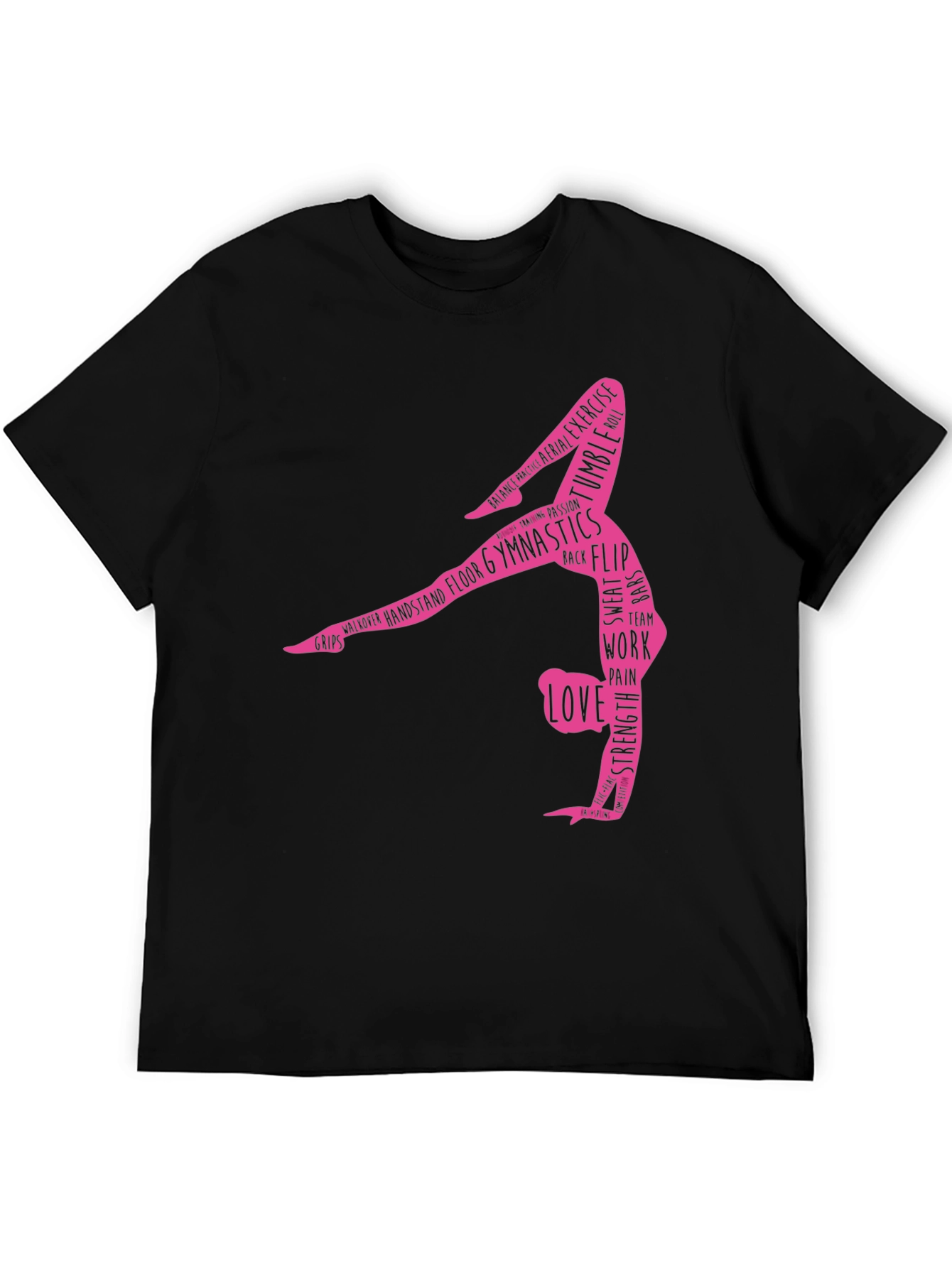 Black Gymnastics Word Art T-Shirt - Black view 5
