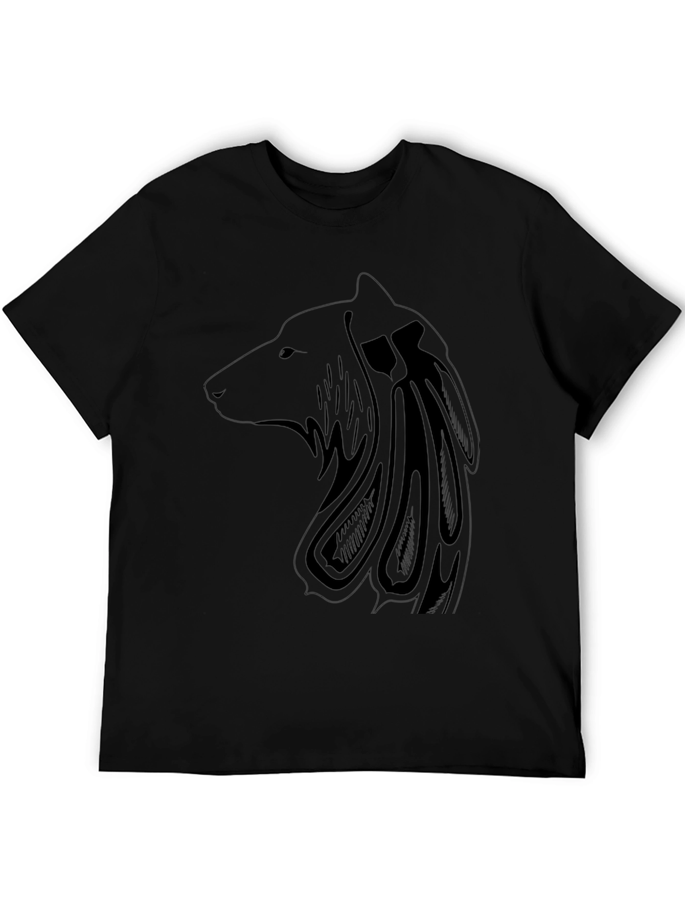 Black Men's Black Wolf Graphic Tee view 5
