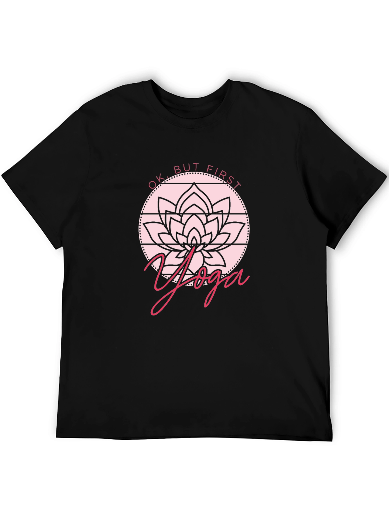 Black Yoga Lotus Graphic Tee - Men's Black T-Shirt view 5