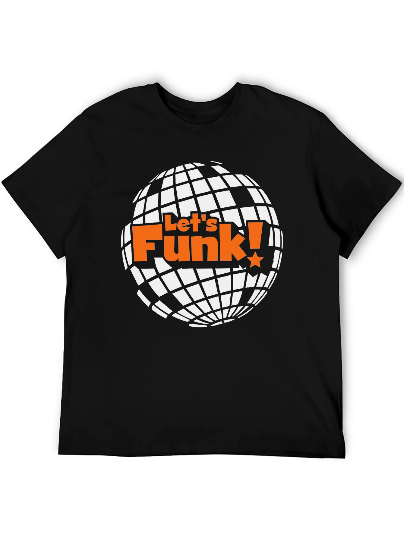 Black Let's Funk! Graphic T-Shirt - Retro Disco Ball Design view 5