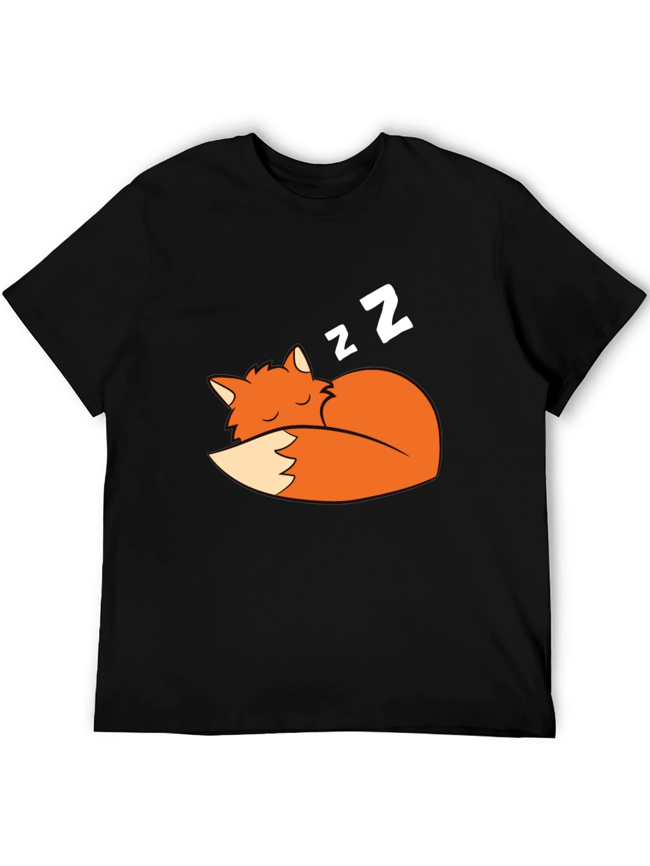 Black Sleeping Fox Graphic Tee - Soft Cotton Comfort view 5