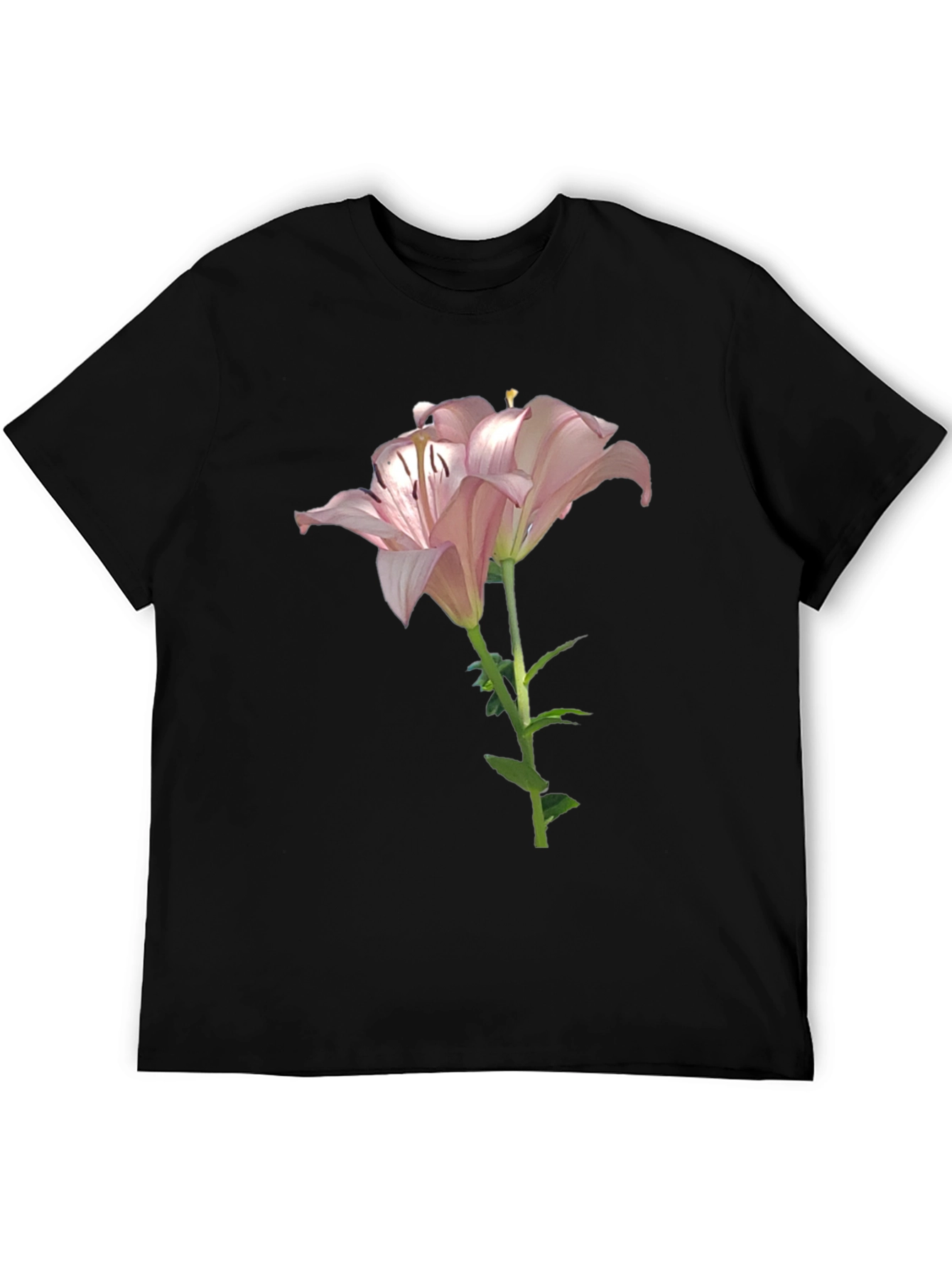 Black Floral Lily Graphic Tee - Soft Cotton Blend view 5