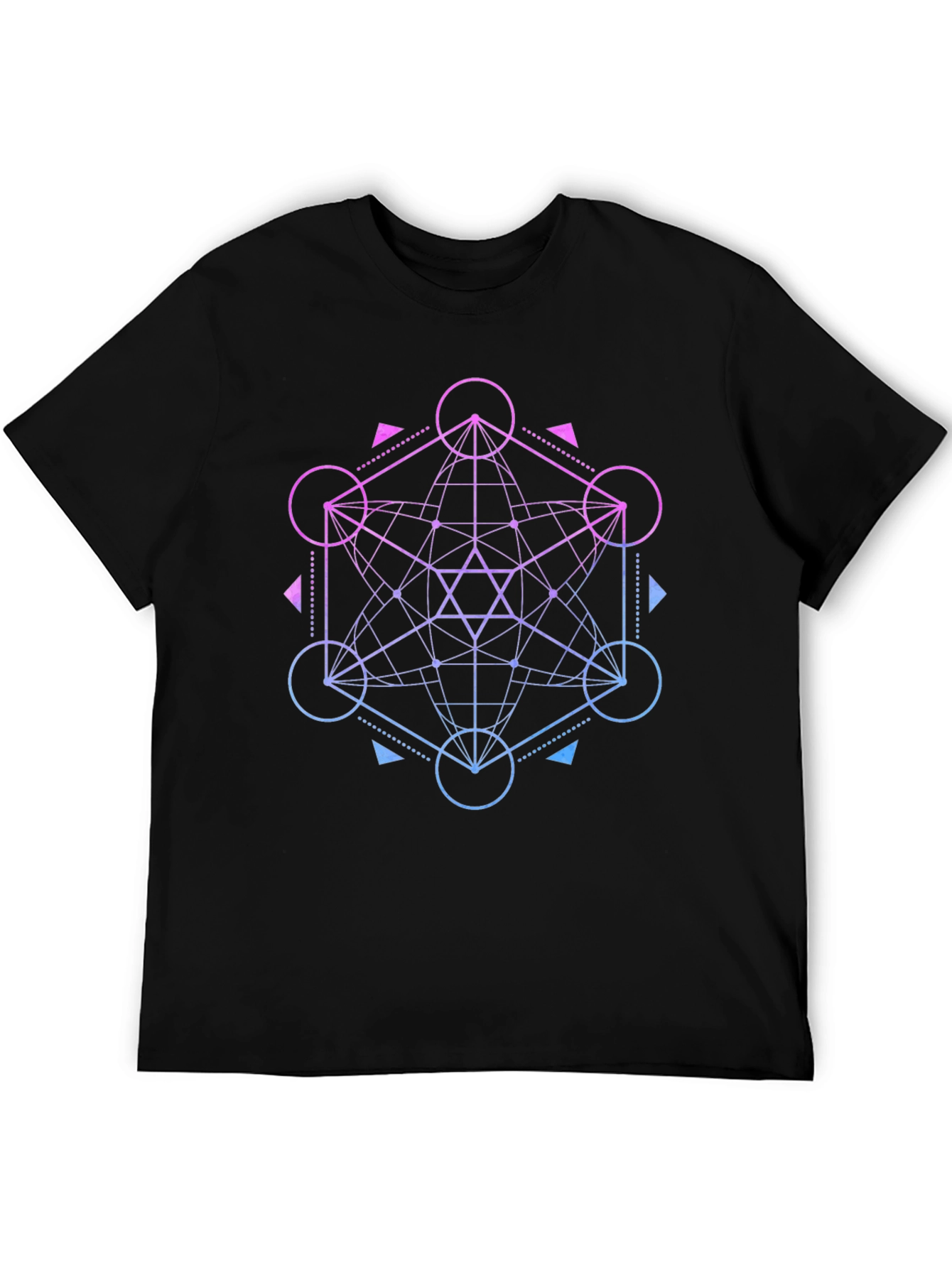 Black Geometric Metatron's Cube T-Shirt view 5