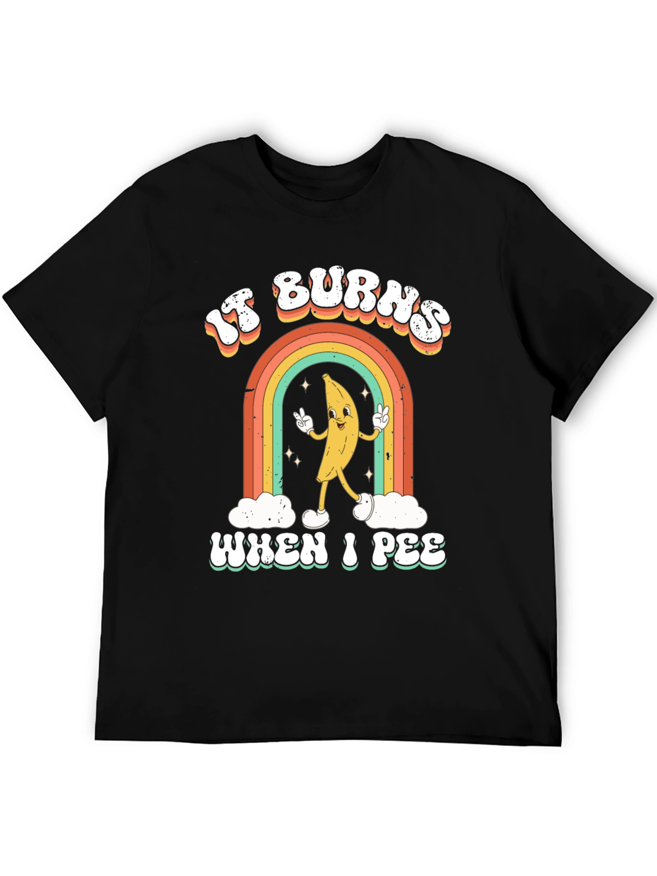 Black Funny "It Burns When I Pee" Graphic T-Shirt view 5