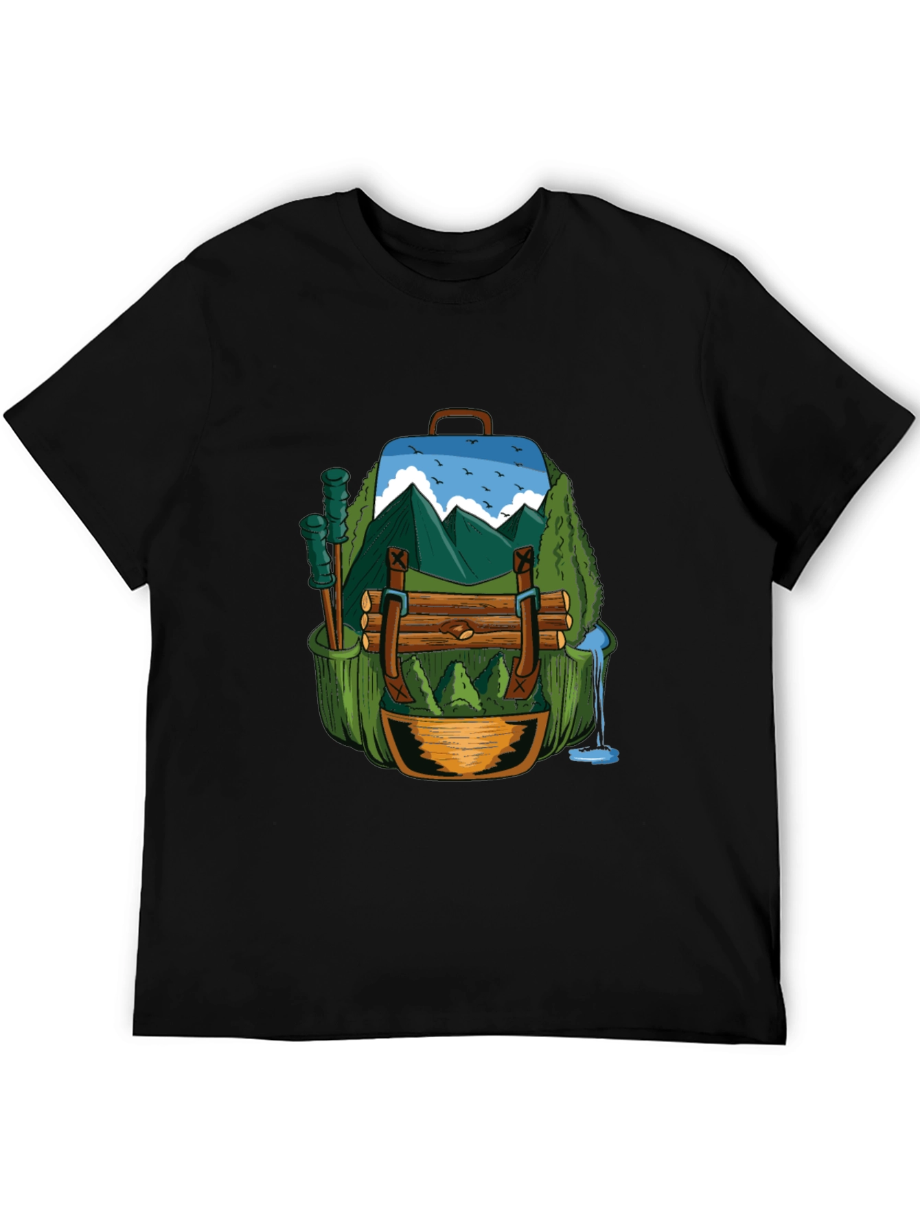 Black Nature Backpack T-Shirt: Adventure Ready view 5