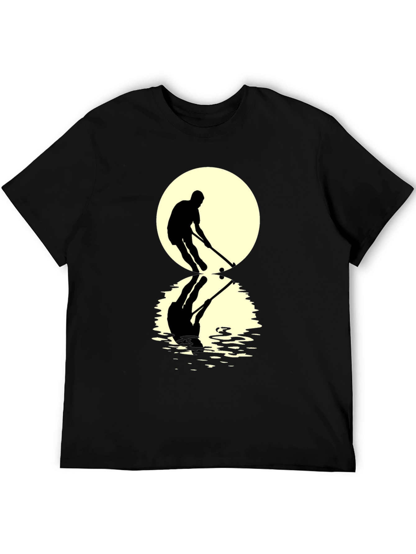 Black Hockey Player Reflection Graphic Tee - Black view 5