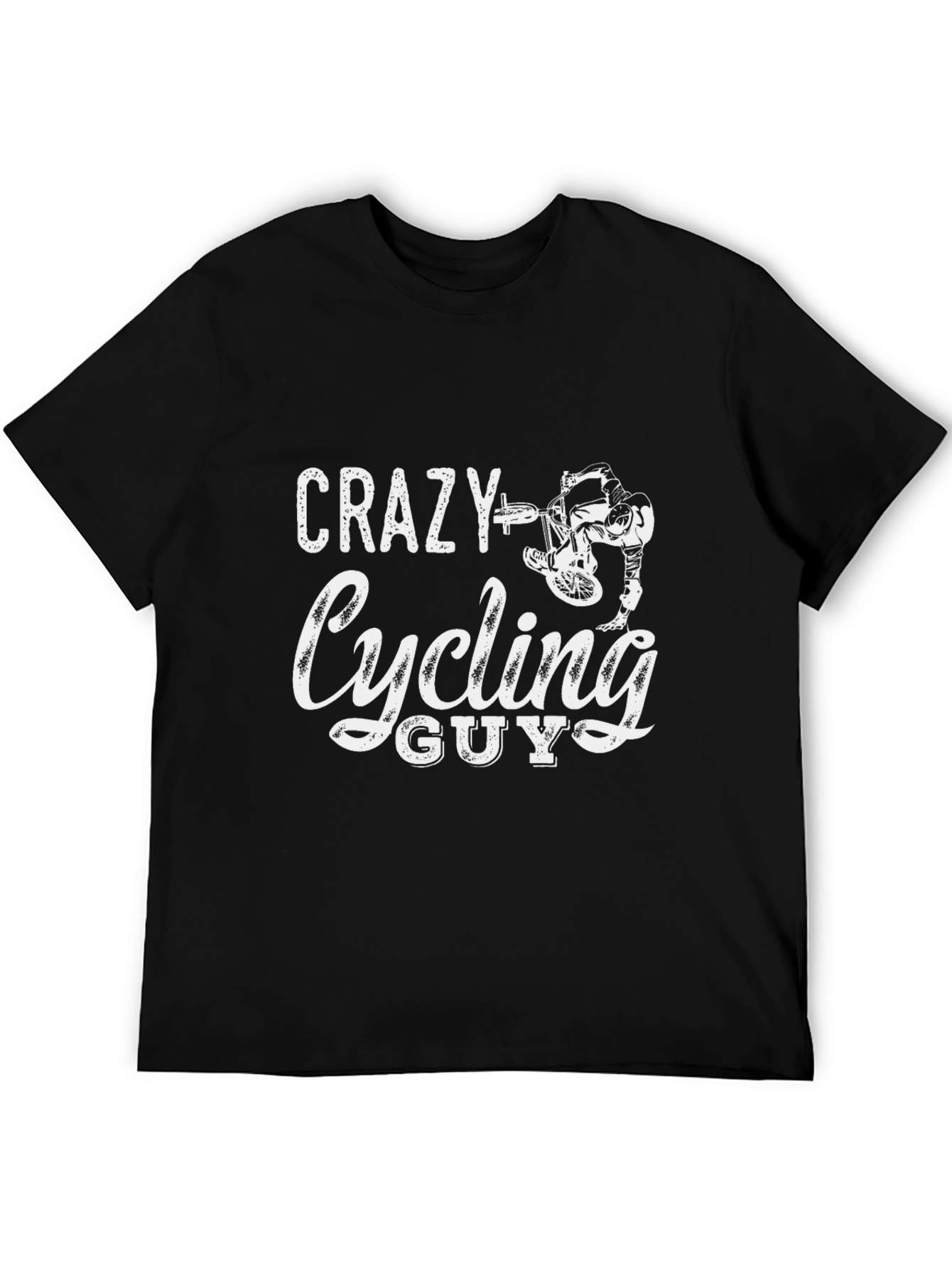Black Crazy Cycling Guy Black T-Shirt view 5