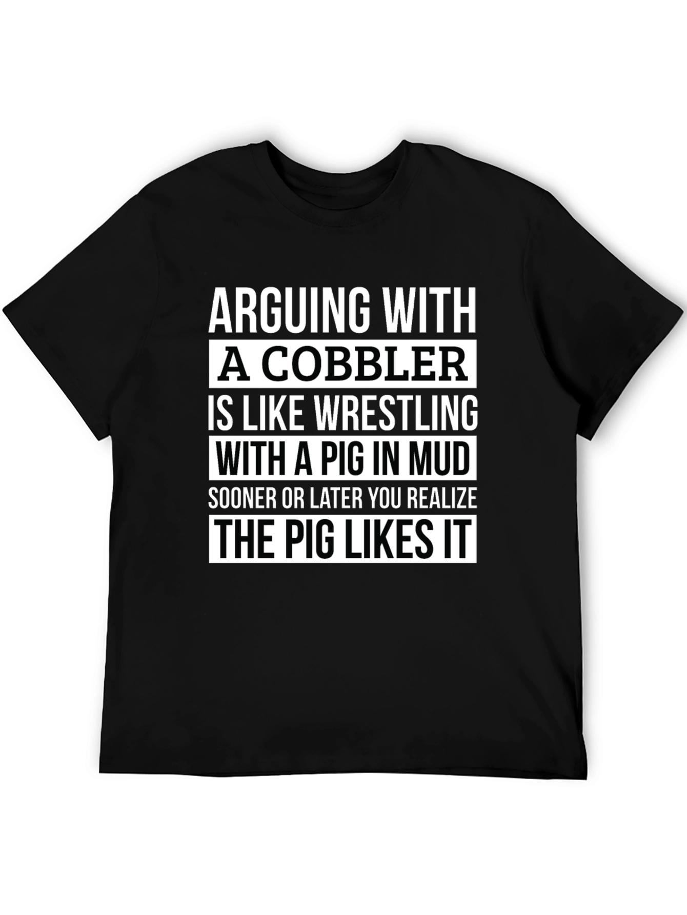 Black Funny Cobbler Pig Mud Wrestling T-Shirt view 5
