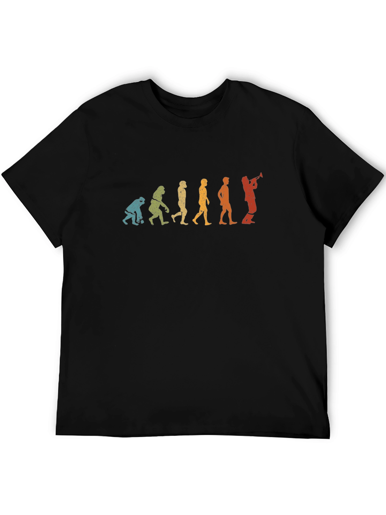 Black Evolution of Trumpet Player T-Shirt view 5