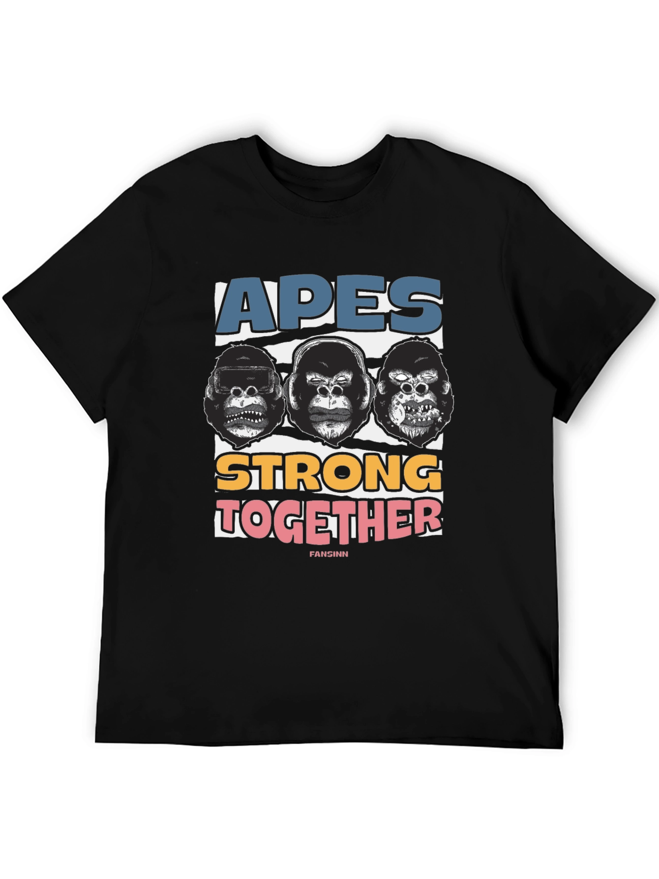 Black Apes Strong Together Graphic Tee - Black Cotton view 5