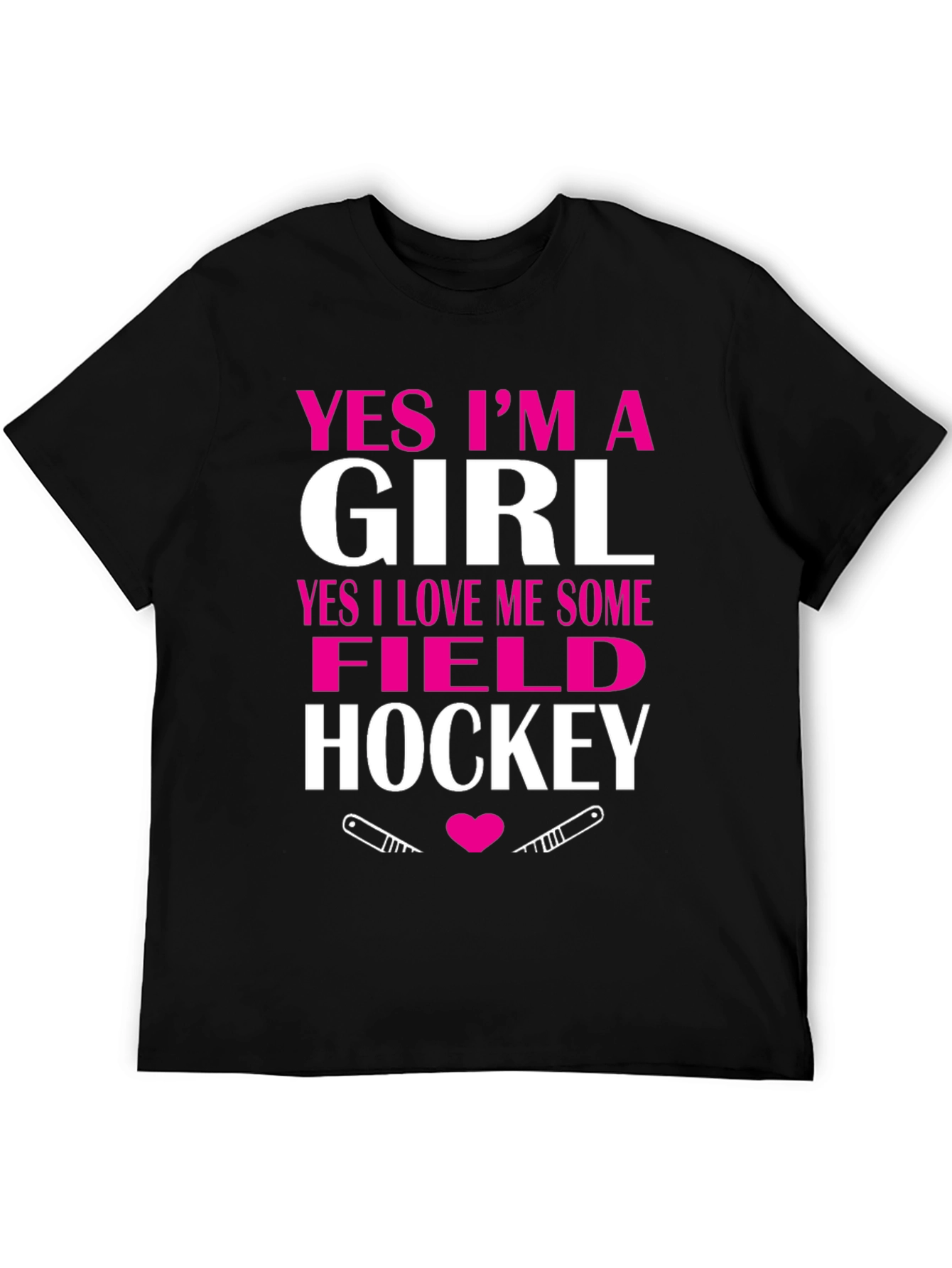 Black Yes I'm A Girl Field Hockey T-Shirt view 5