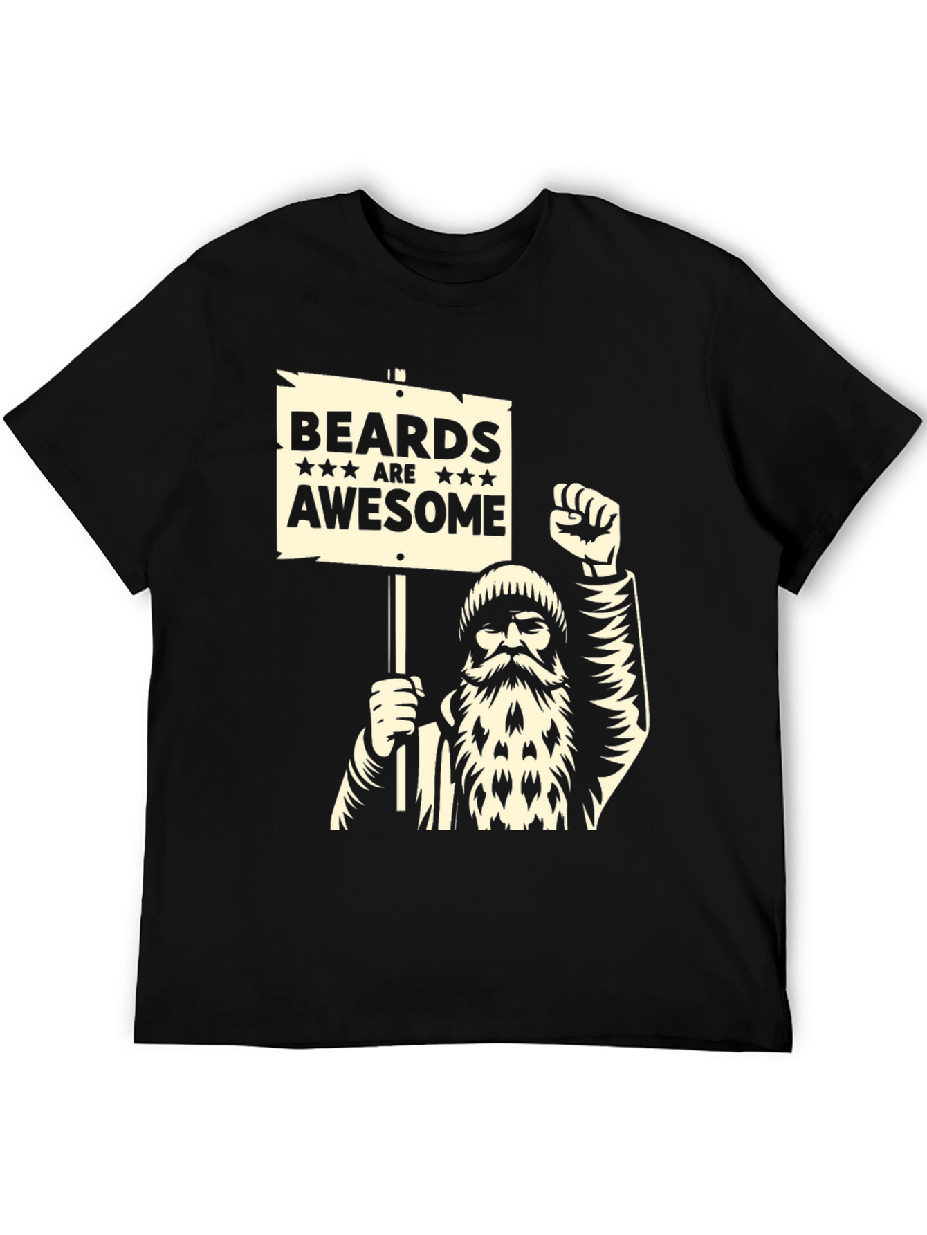 Black Beards Are Awesome T-Shirt - Black Graphic Tee view 5