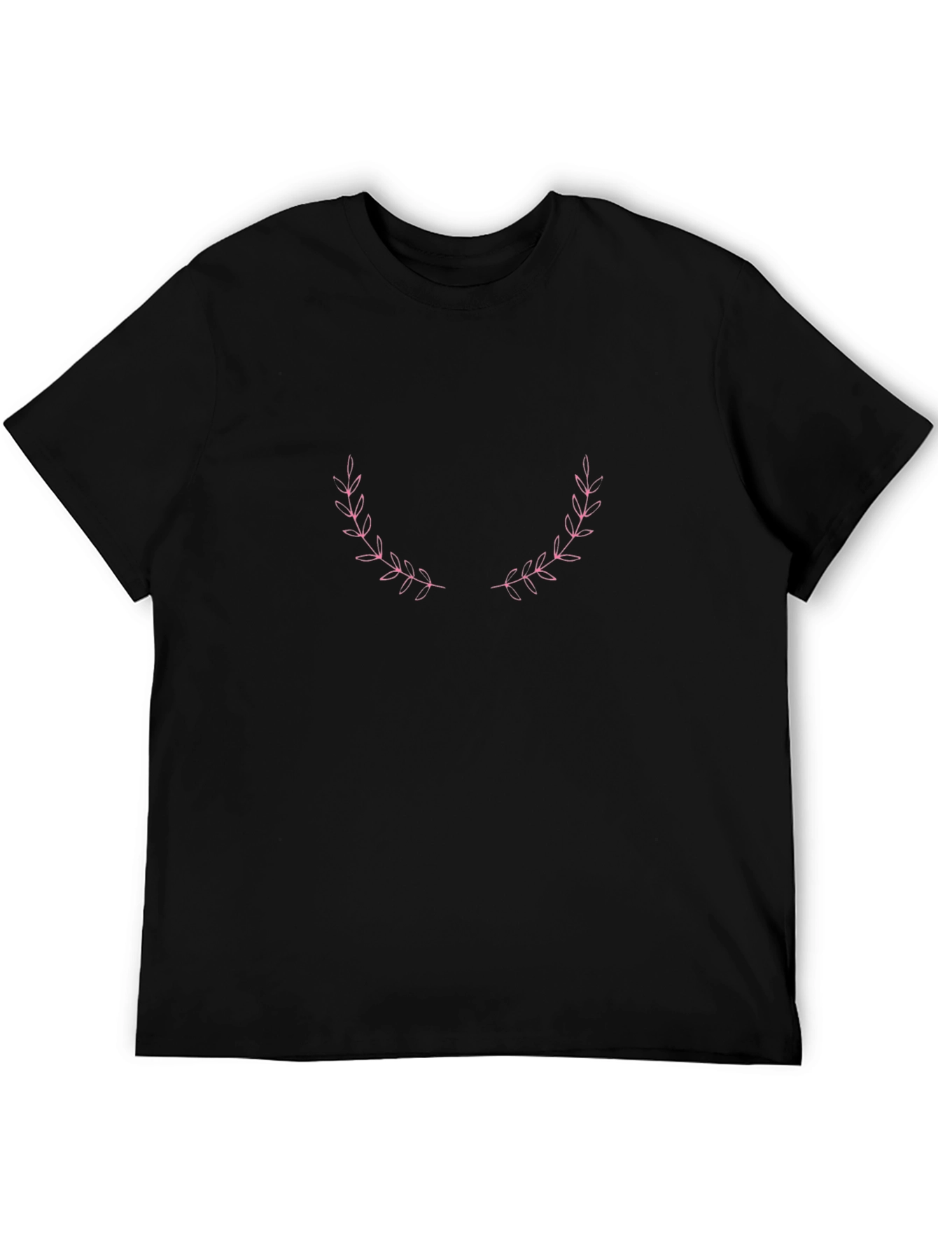 Black Black T-Shirt with Floral Laurel Design view 5