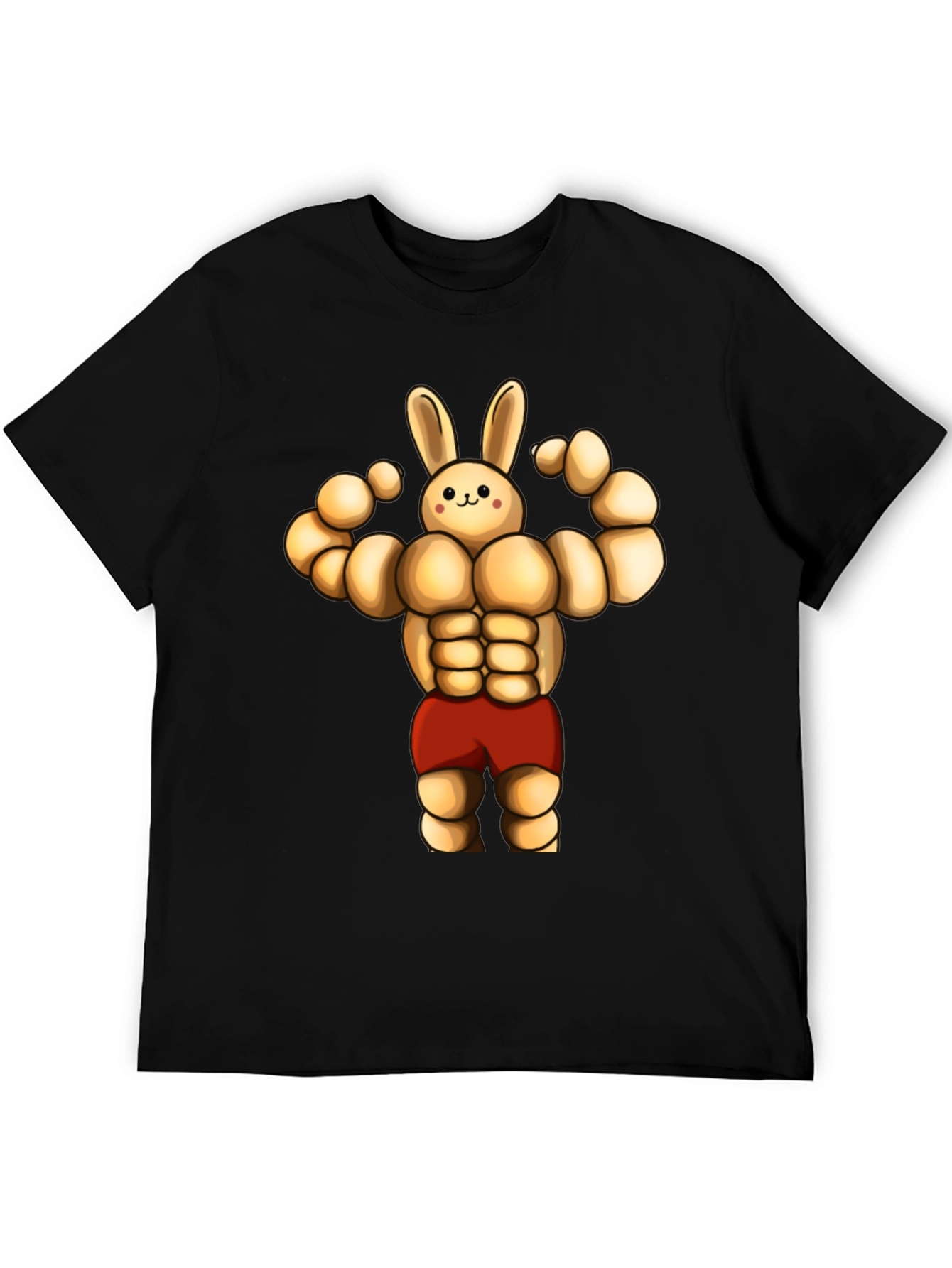 Black Funny Muscle Bunny T-Shirt view 5