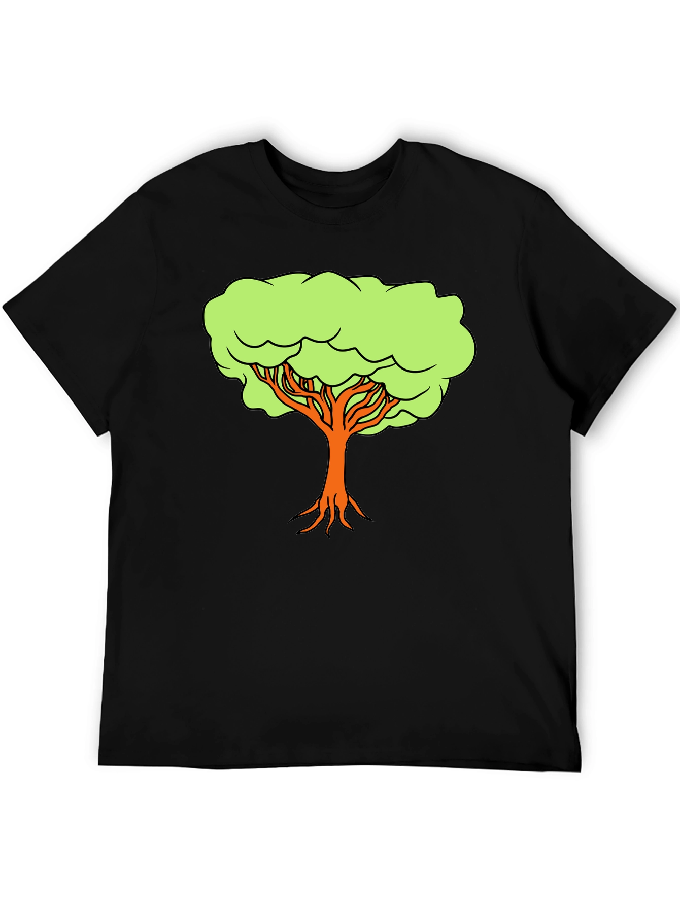 Black Cartoon Tree Graphic Tee - Black Casual Shirt view 5