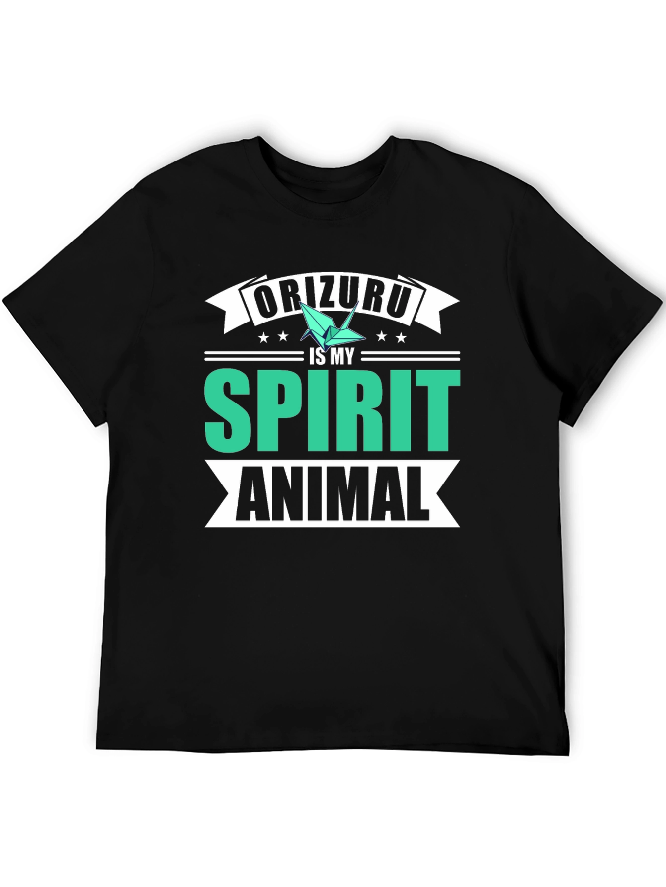 Black Orizuru Spirit Animal Black Graphic T-Shirt view 5